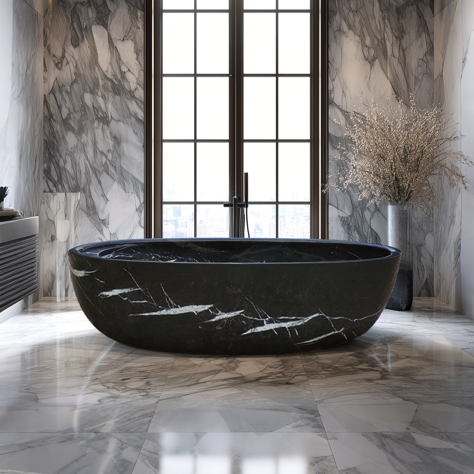 Elite Black Marble Bathtub Custom Made Tub EM-O03