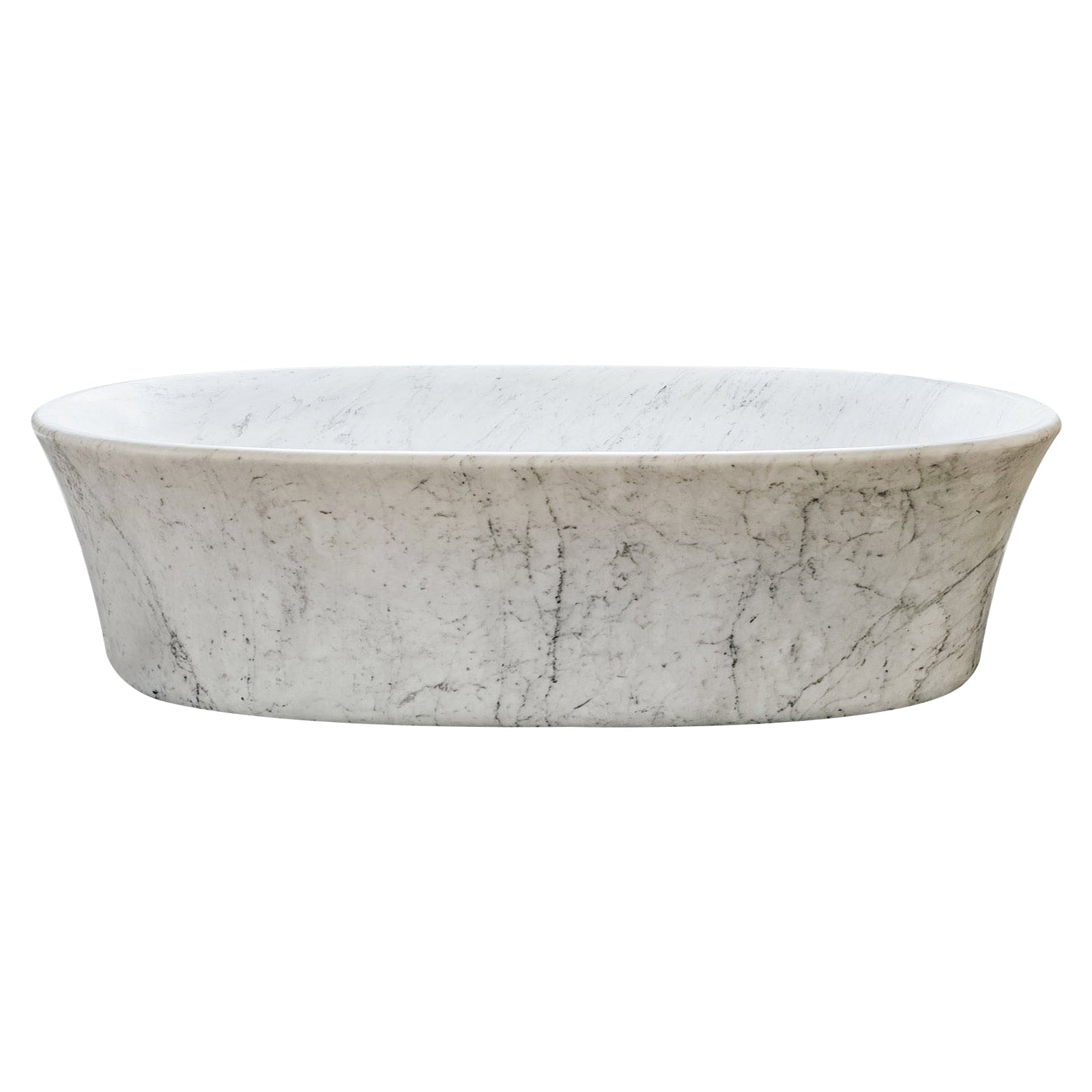 Elite Carrara Marble Bathtub Round Stone Freestanding Tub EM-D01