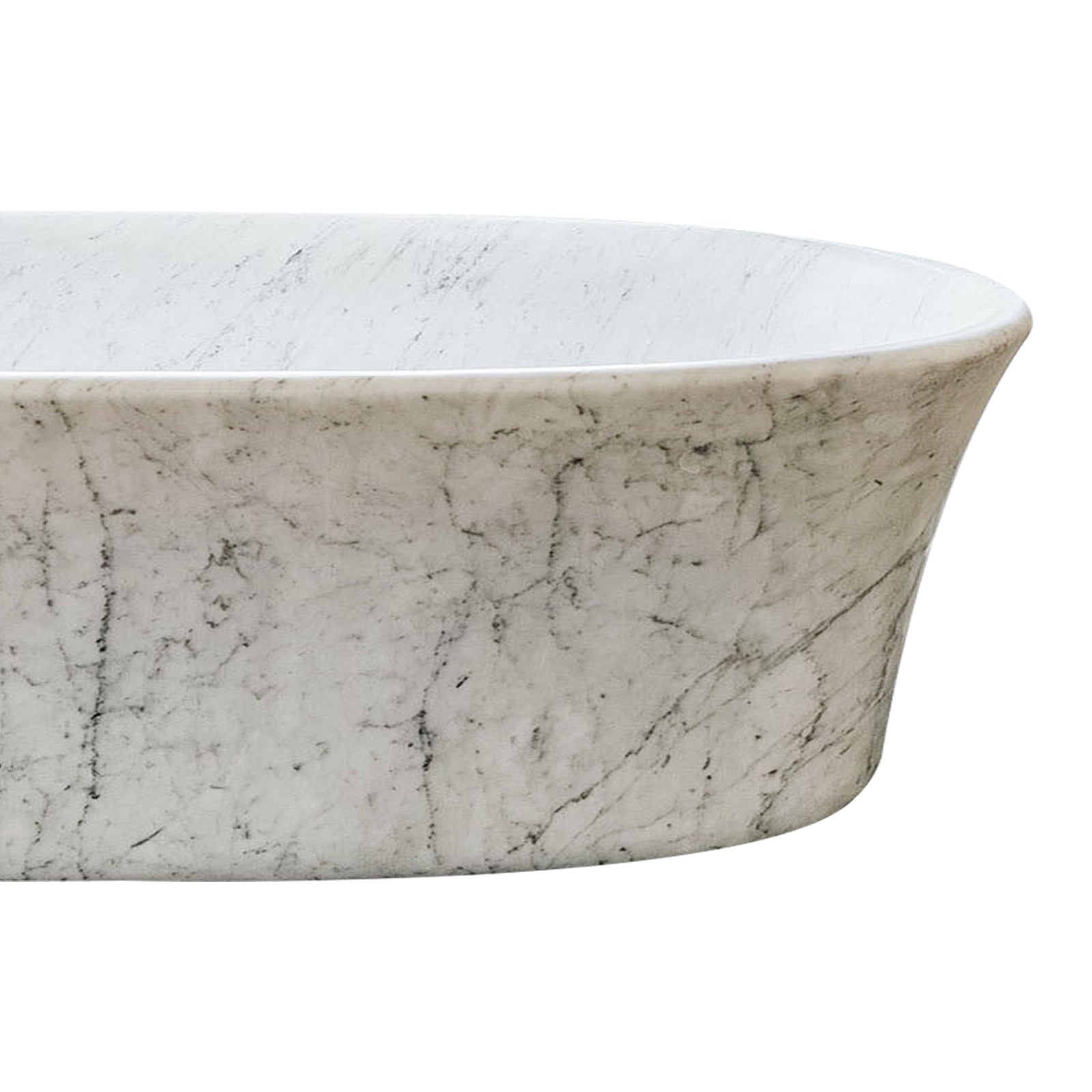 Elite Carrara Marble Bathtub Round Stone Freestanding Tub EM-D01