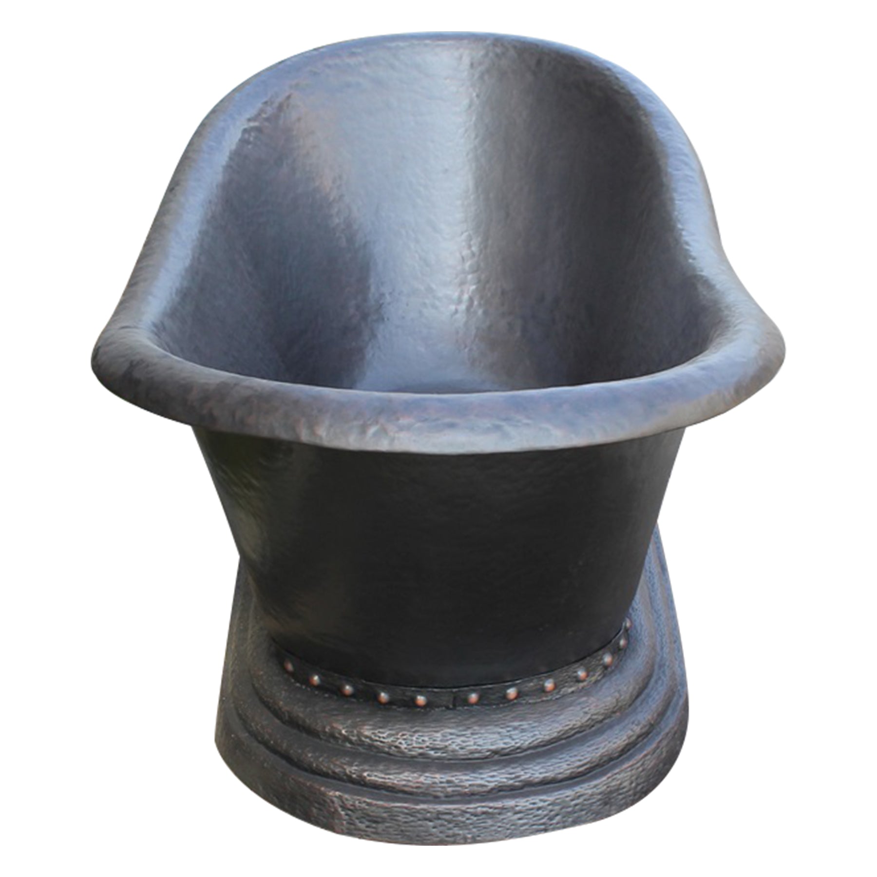 Freestanding Black Copper bathtub with custom detail for chic residential spaces
