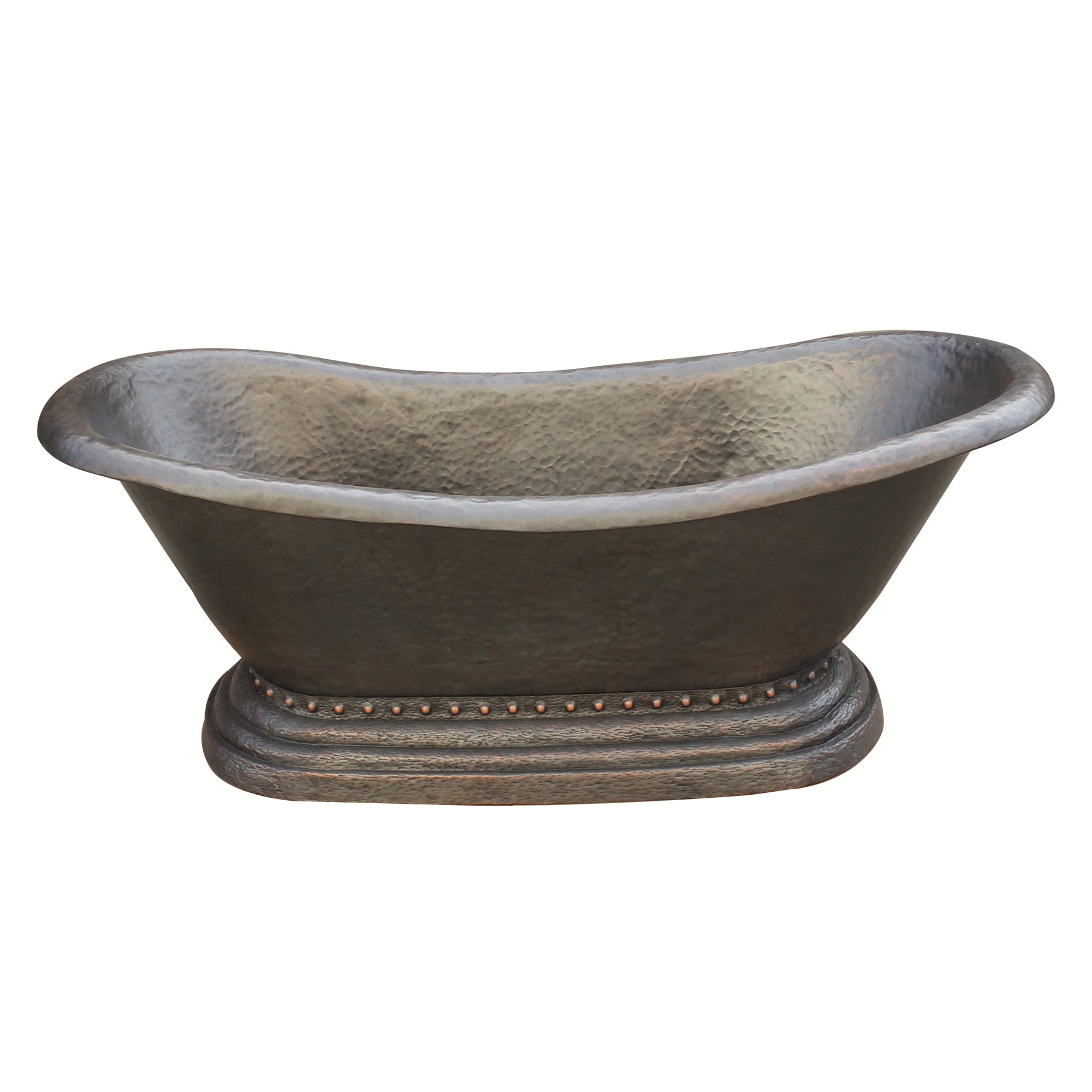 Freestanding Copper bathtub with double slipper design for shower bathrooms