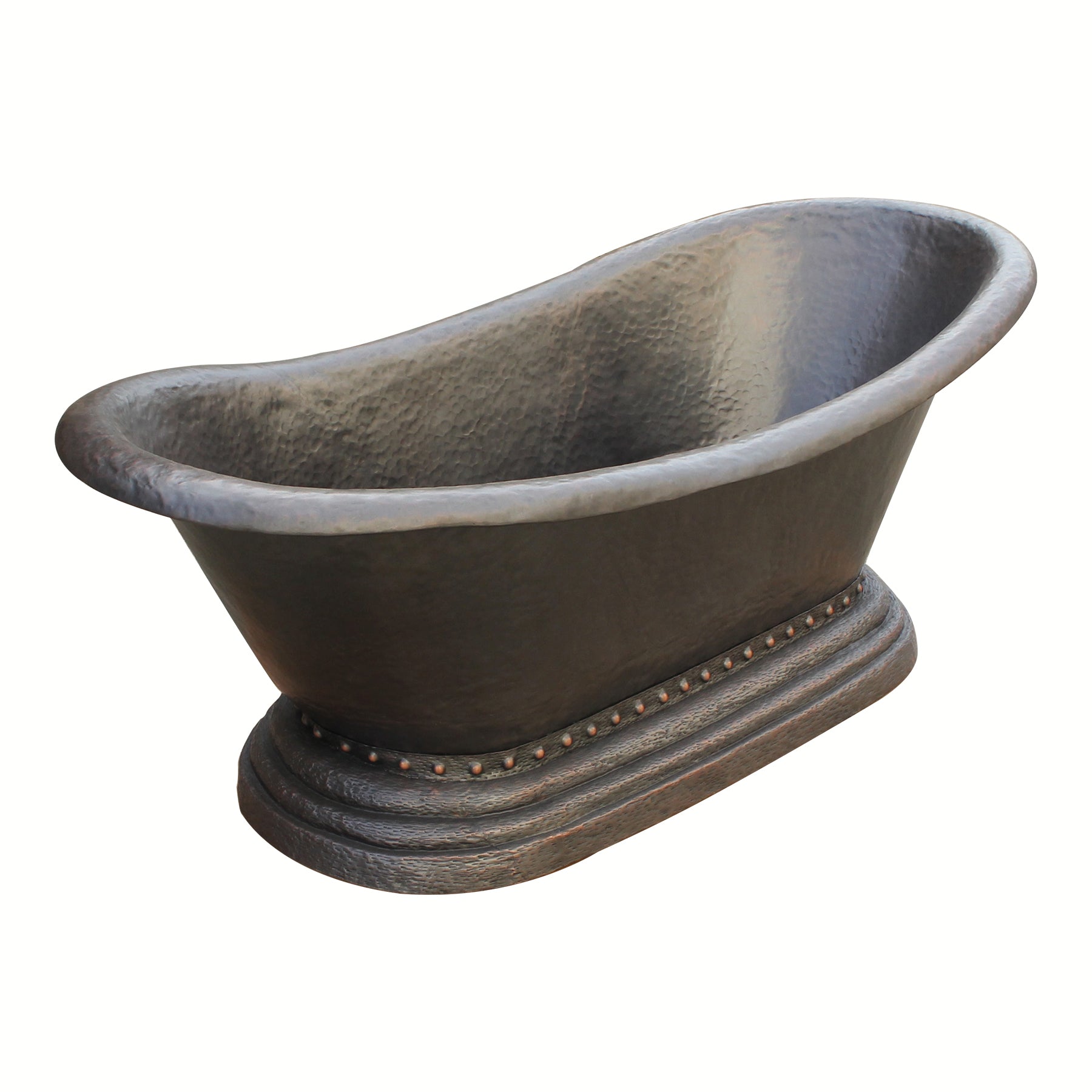 Freestanding Modern Copper bathtub with varied texture for contemporary shower spaces