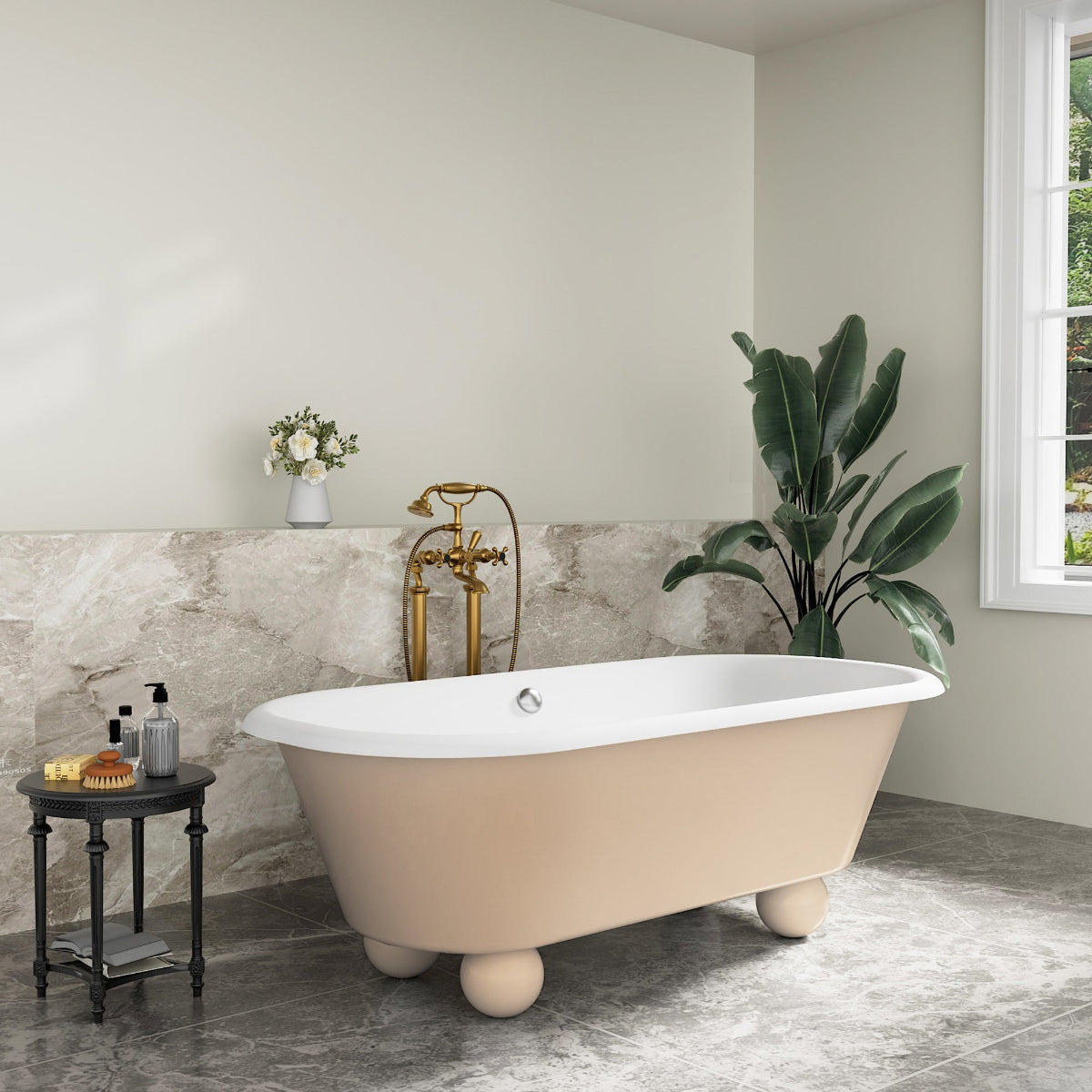 Elite Double Ended Cast Iron Modern Bathtub with Round Foot for Bathroom