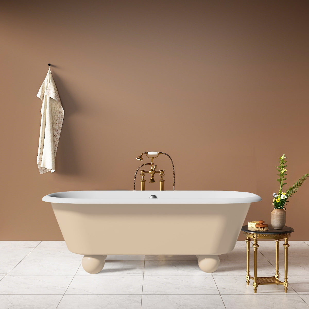 Elite Double Ended Cast Iron Modern Bathtub with Round Foot for Bathroom