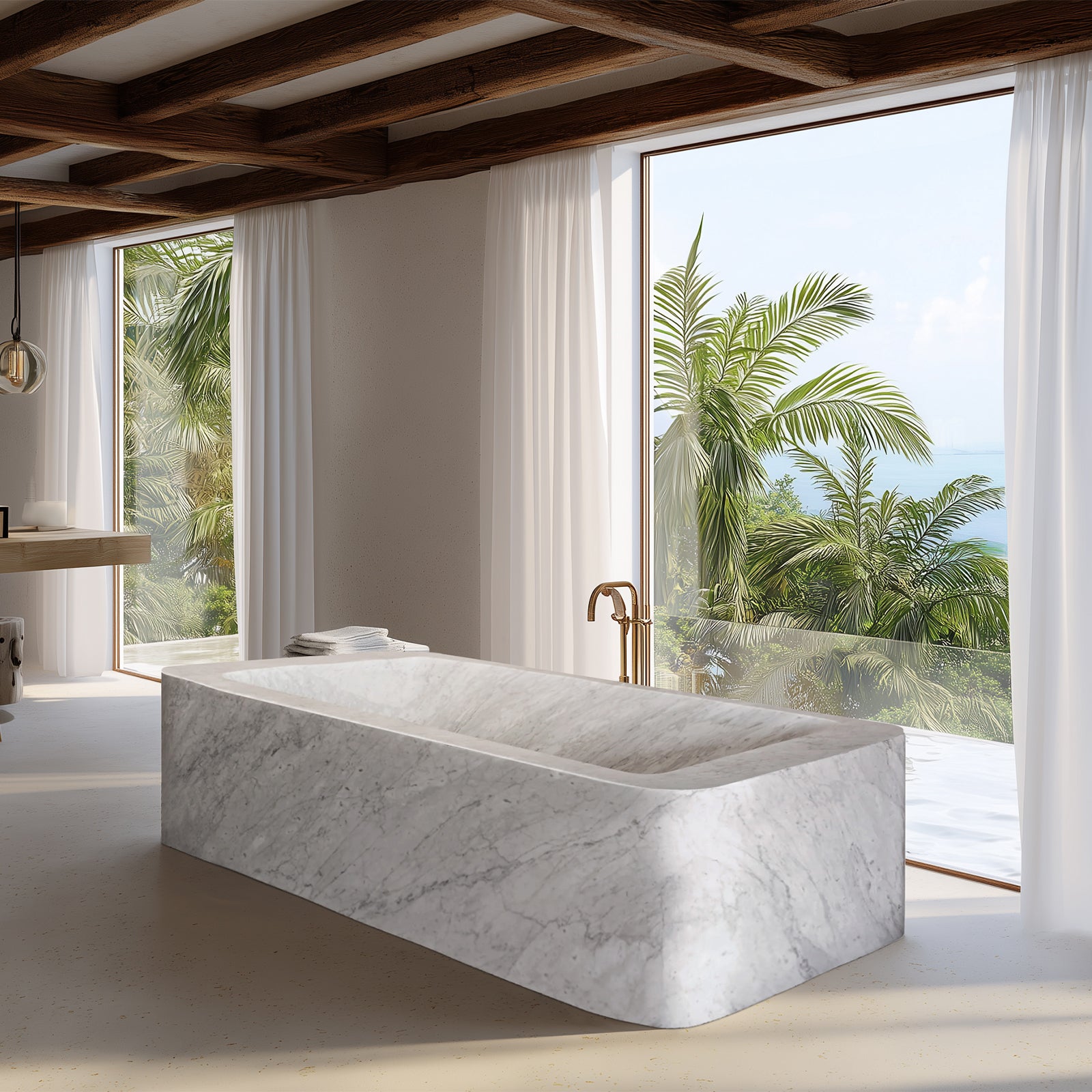 Elite Freestanding Marble Bathtub for Modern Bath EM-L01