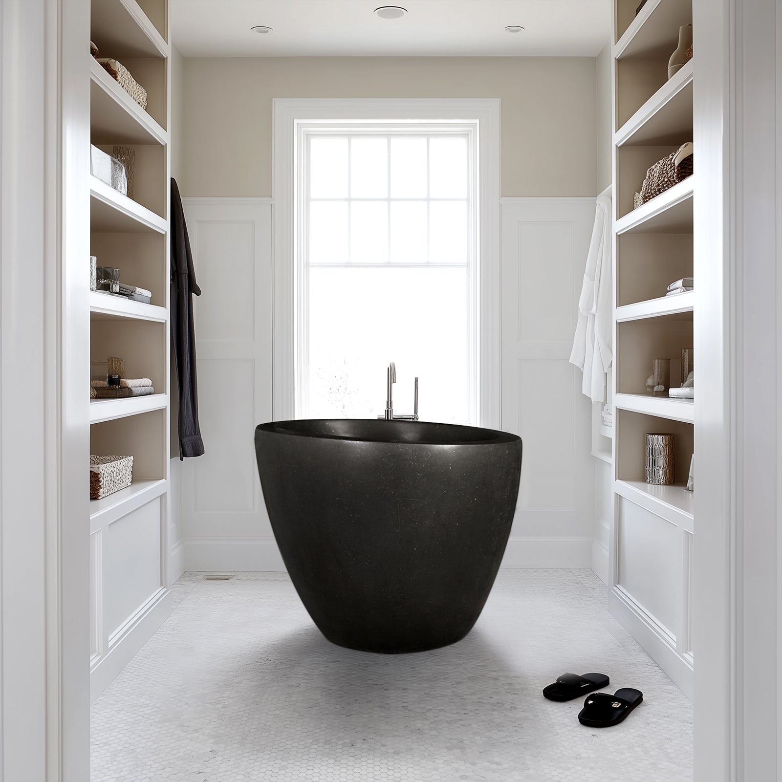 Elite Japanese Soaking Tub with Built-in Seat Marble Bath EM-R02