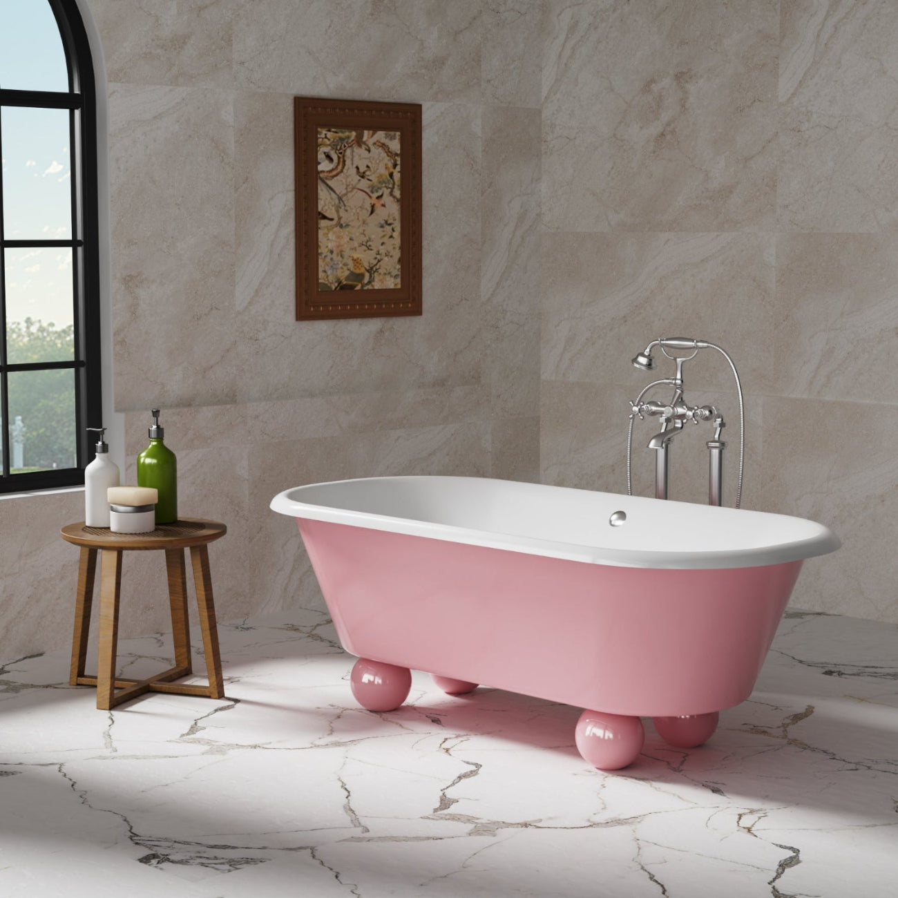 Elite Refined Cast Iron Free Standing Tub with Round Foot for Bathroom