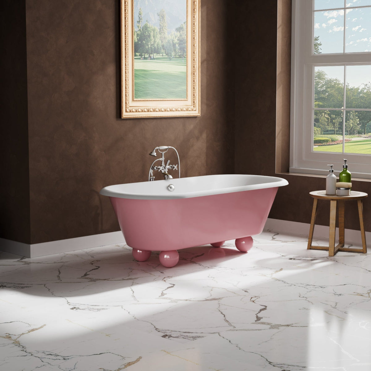 Elite Refined Cast Iron Free Standing Tub with Round Foot for Bathroom
