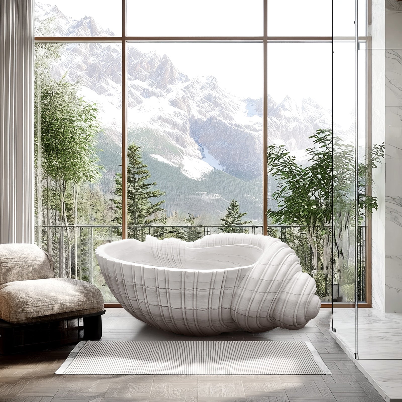 Elite Stone Bathtub Conch-shaped Designer Tub EM-R01