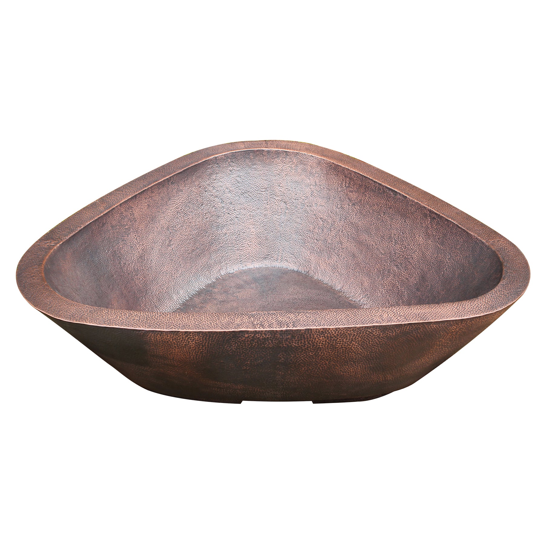 Freestanding Copper bathtub with distinctive triangular structure for boutique bathrooms