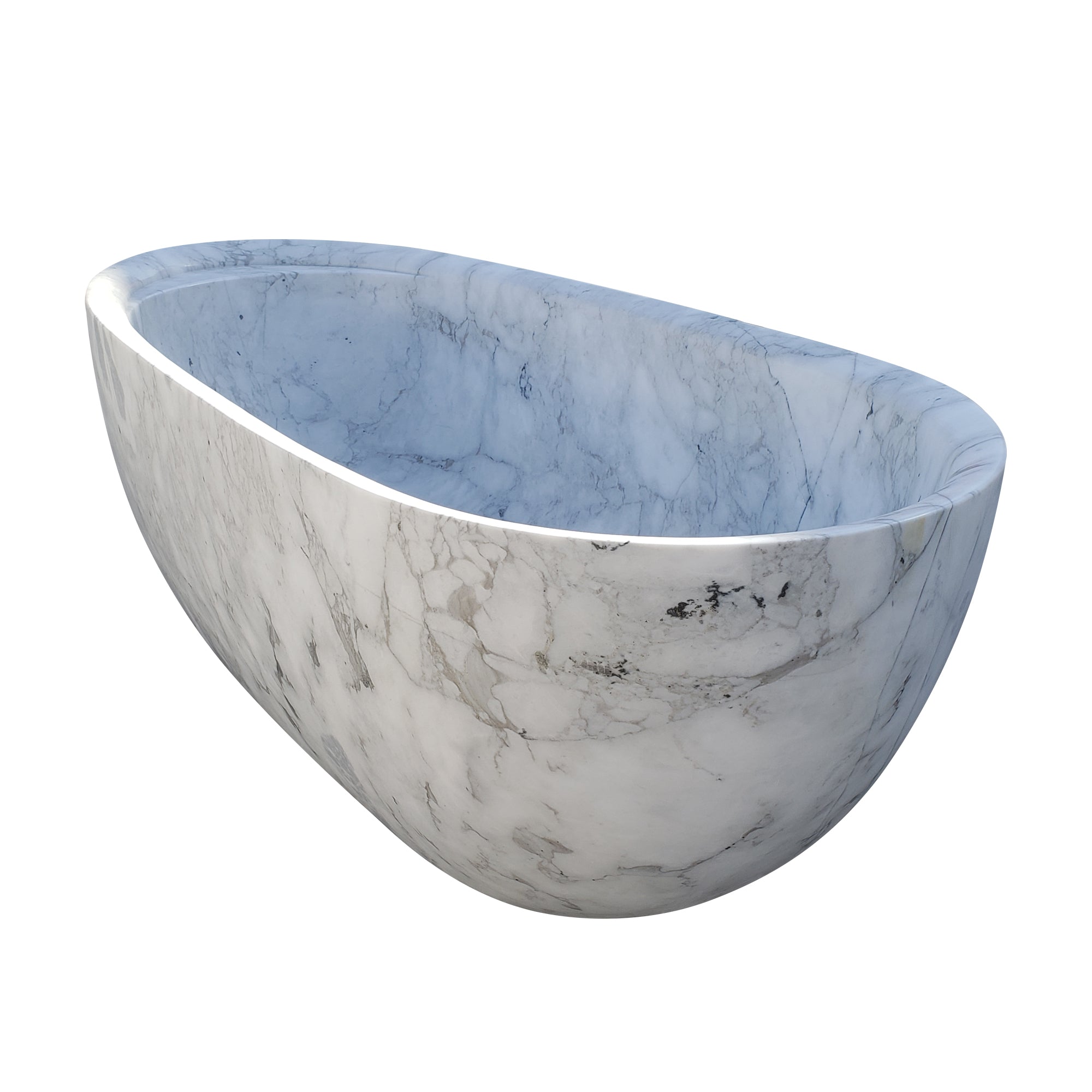 Elite White Marble Bathtub Free Standing Tub EM-O14