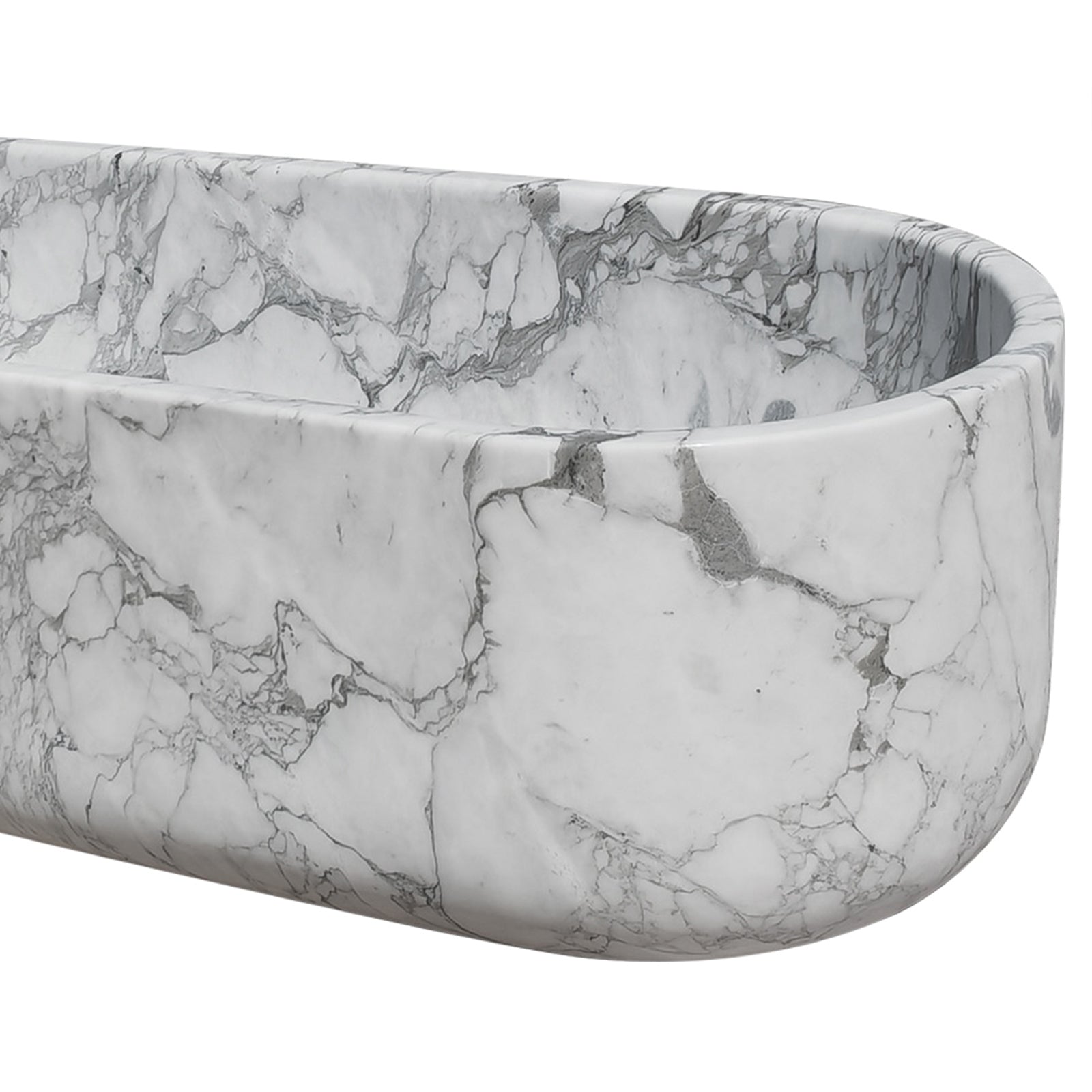 Elite White Marble Bathtub Soaking Tub EM-O04