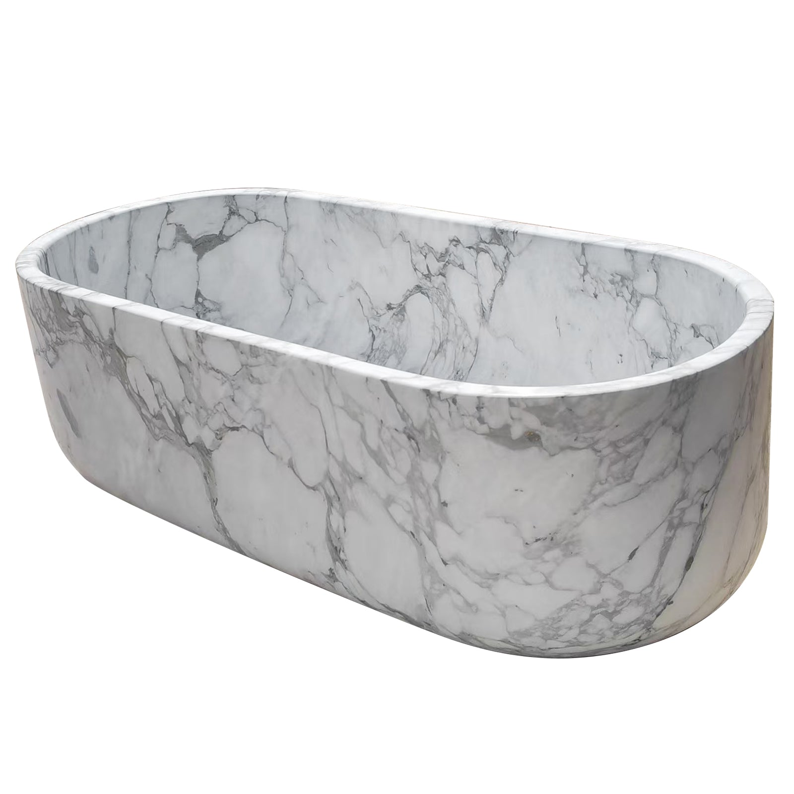 Elite White Marble Bathtub Soaking Tub EM-O04