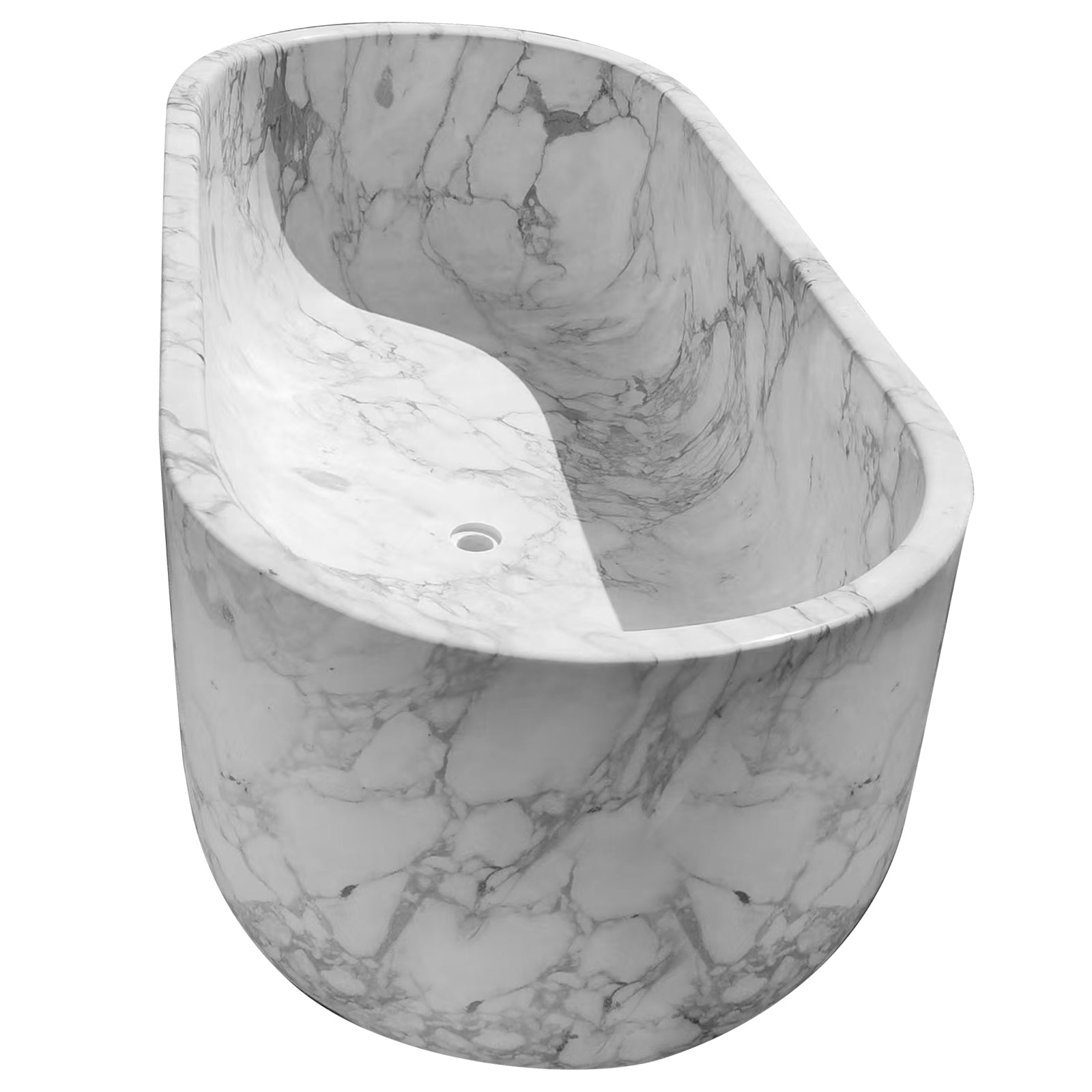 Elite White Marble Bathtub Soaking Tub EM-O04