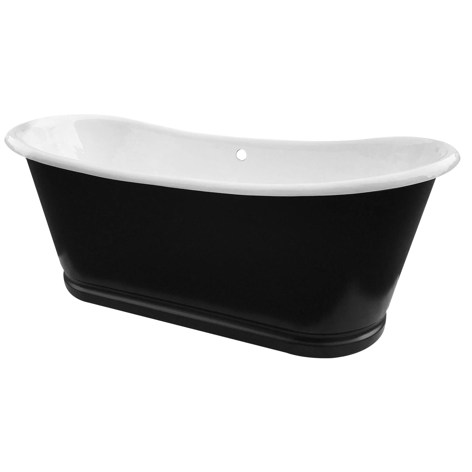Elite Freestanding Double-slipper Black Stainless Steel Bathtub Cast Iron Tub EB-DL02