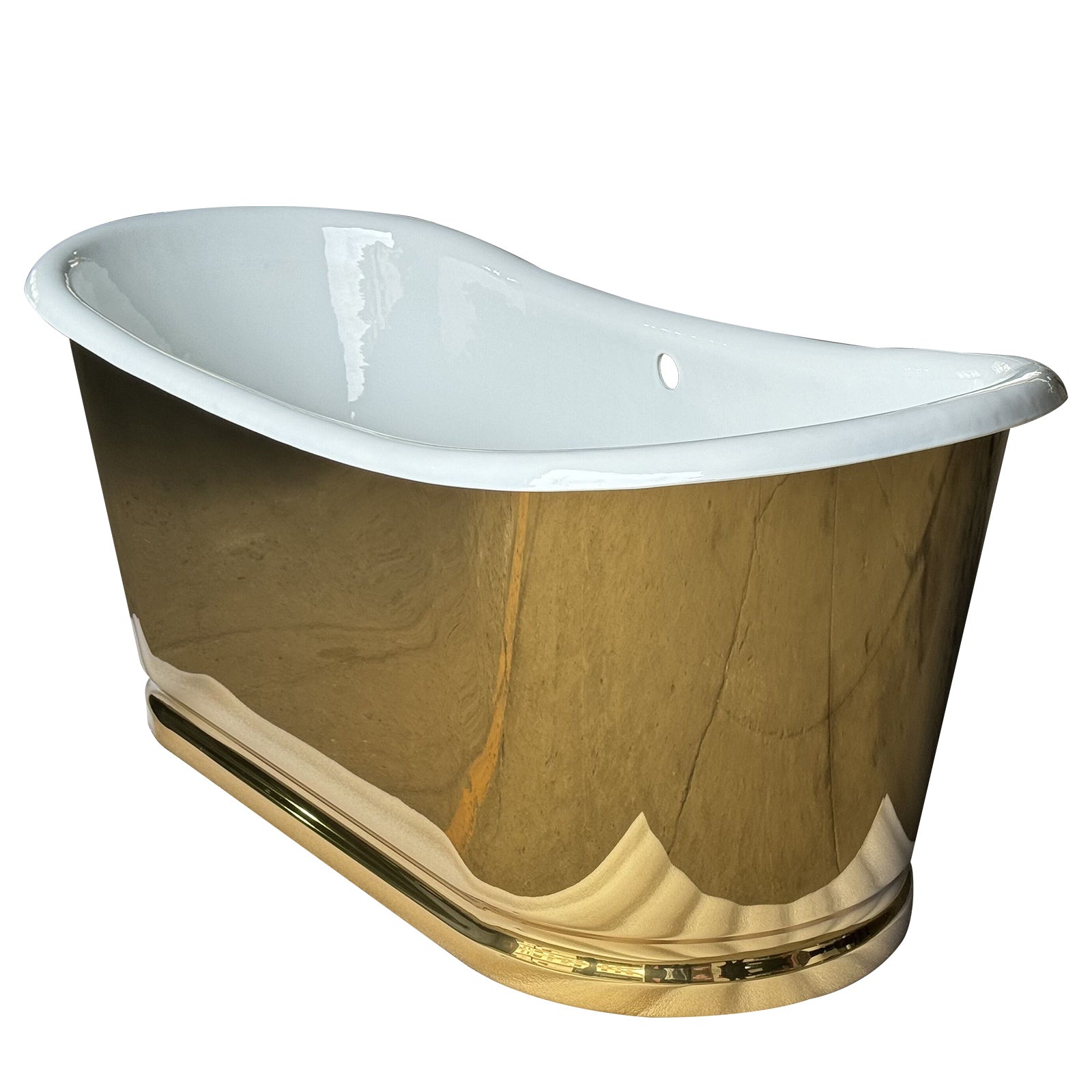 Elite Luxury Double Slipper Cast Iron Stainless Steel Skirted Tub with Gold Accent EB-DL01