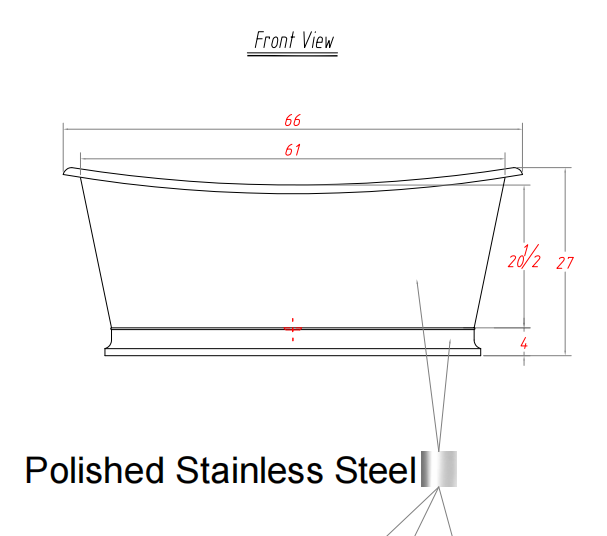 Elite Custom Double-Slipper Stainless Steel Freestanding Bathtub S-DS02 for Frank