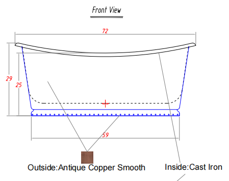 Elite Copper Double Slipper Luxury Vintage Bathtub With Inner Cast Iron Tub I-DS01 for Collen