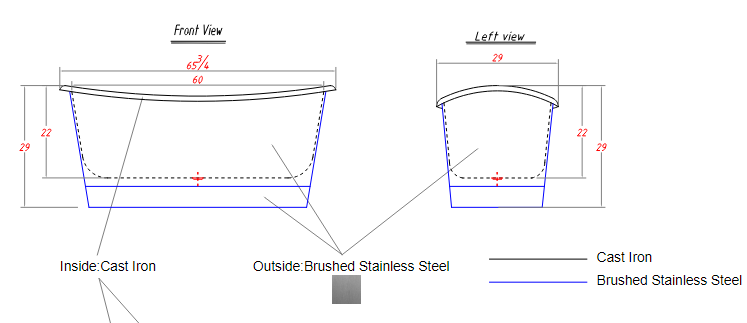 Elite Double Slipper Cast Iron Freestanding Bathtub with Stainless Steel Skirts IS-DS01-Sarah