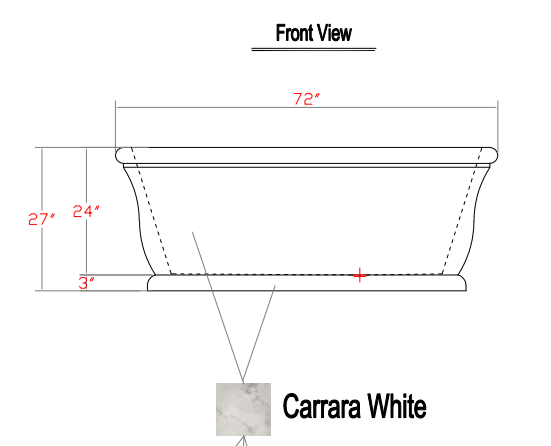 Elite Custom Carrara White Marble Bathtub ET-M-O09 for Cynthia
