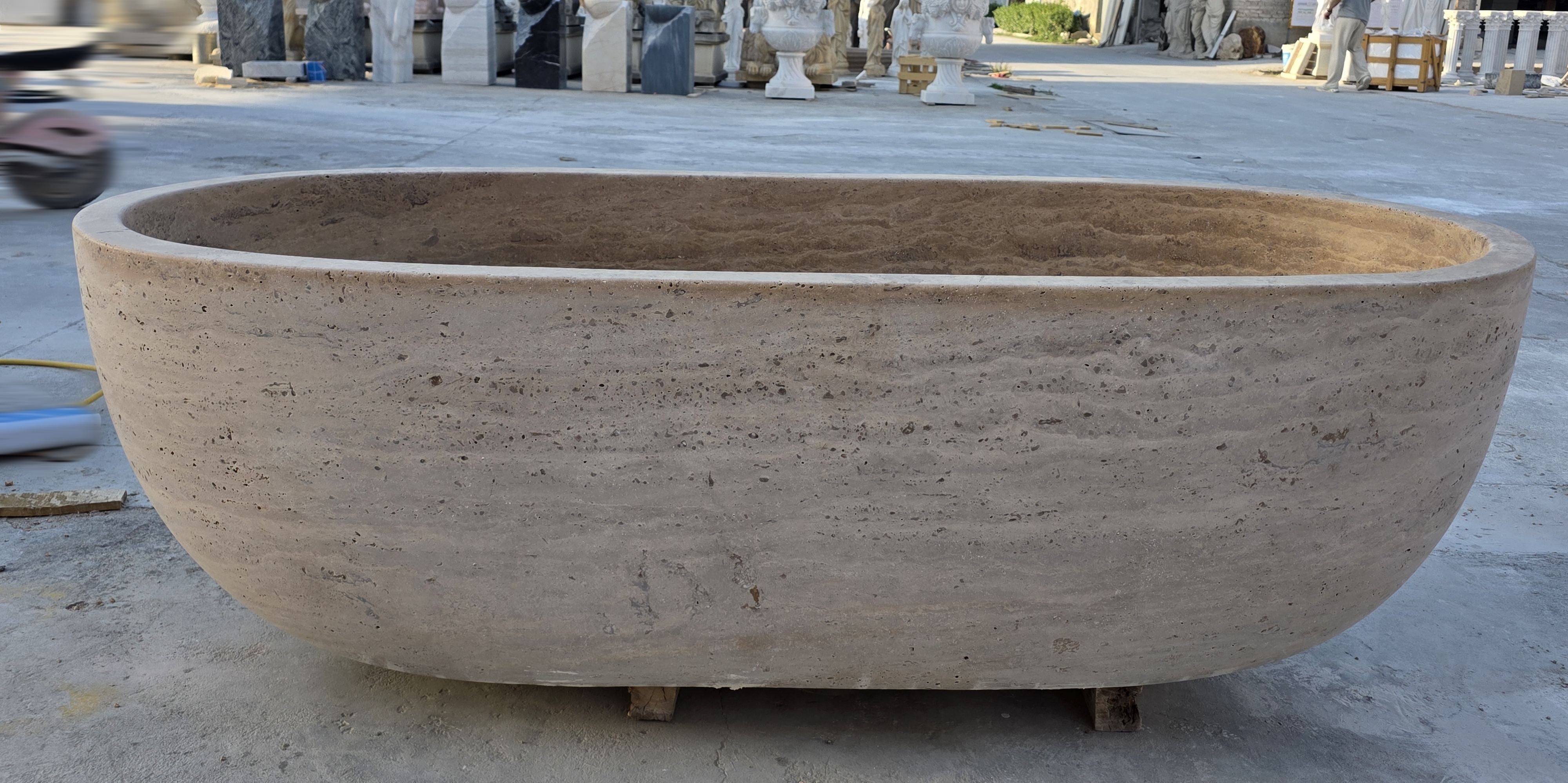 Elite Natural Stone Travetine Freestanding Bathtub In-stcok for Joseph