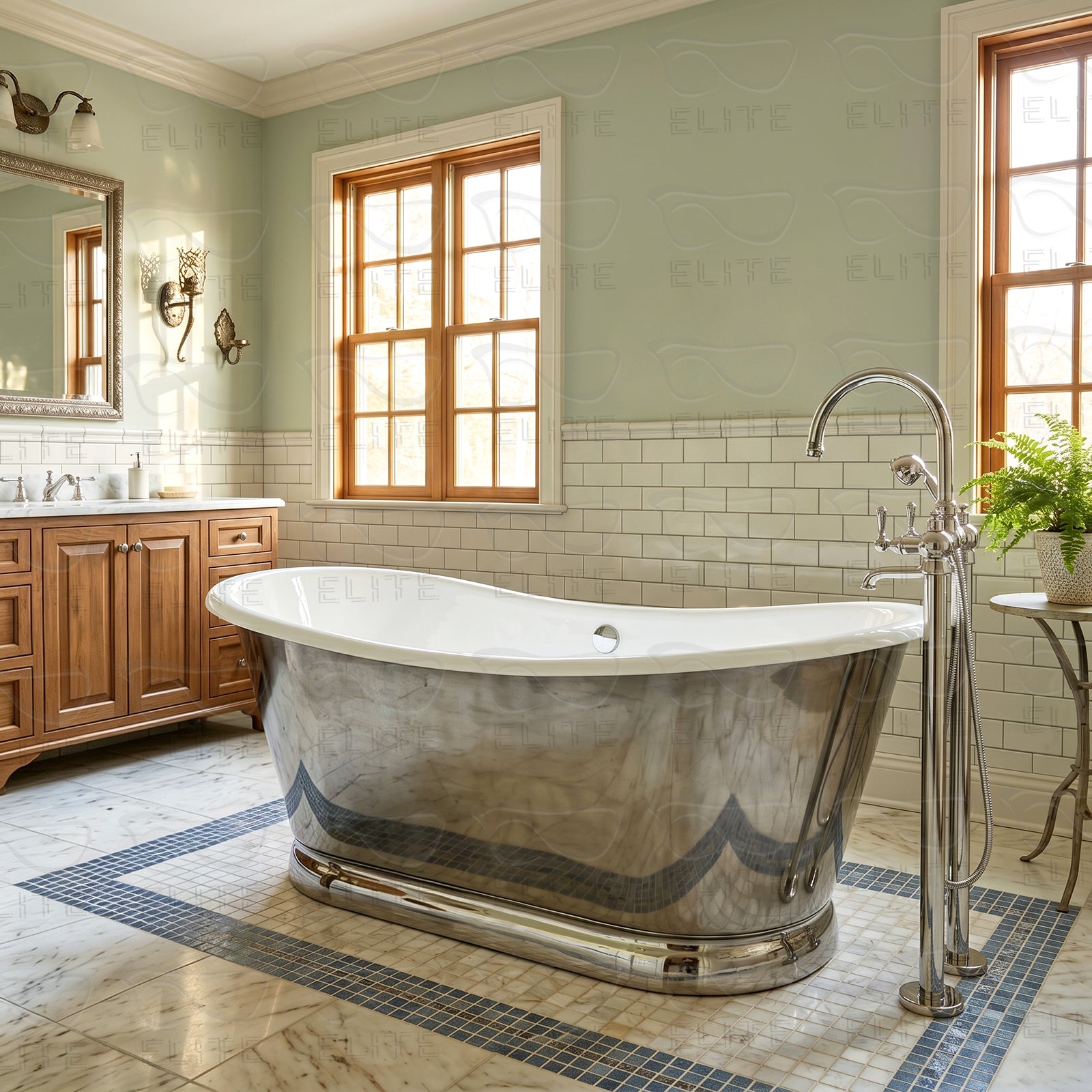 Chrome Cast Iron bathtub with custom details for modern bathrooms