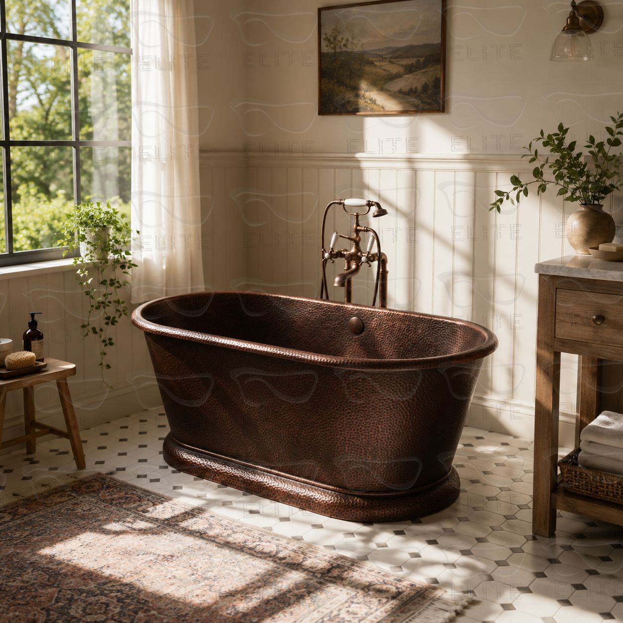 Elite Custom Hand Hammered Double Ended Freestanding Copper Bathtub ET-C-DE10