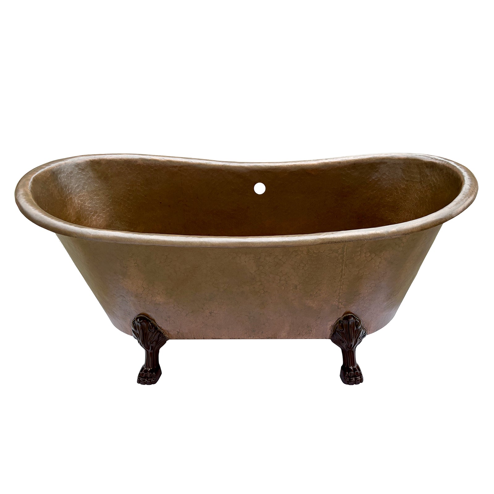 Elite Double-Slipper Handcrafted Hammered Copper Freestanding Bathtub with Clawfoot ET-C-F07