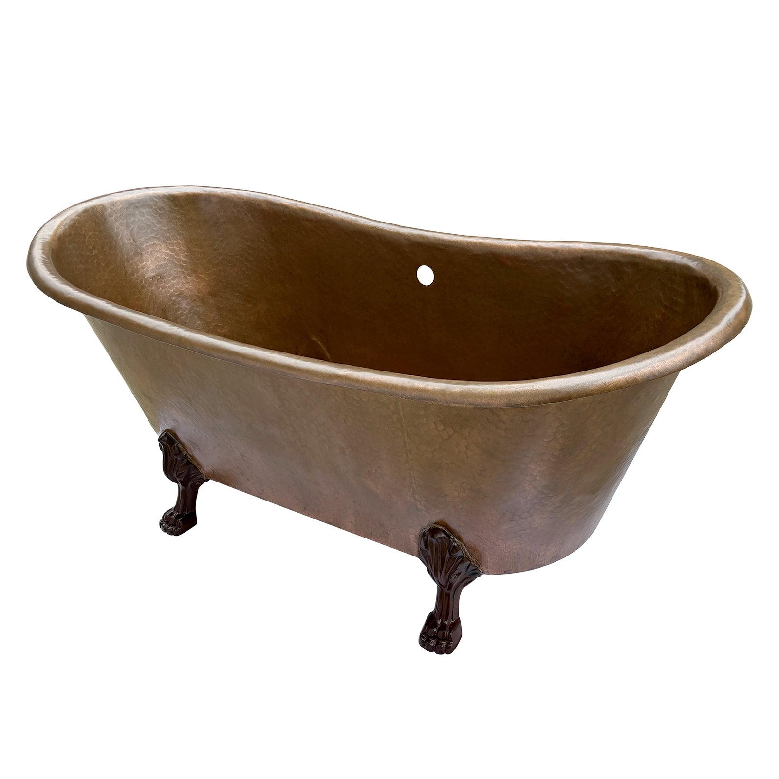 Elite Double-Slipper Handcrafted Hammered Copper Freestanding Bathtub with Clawfoot ET-C-F07