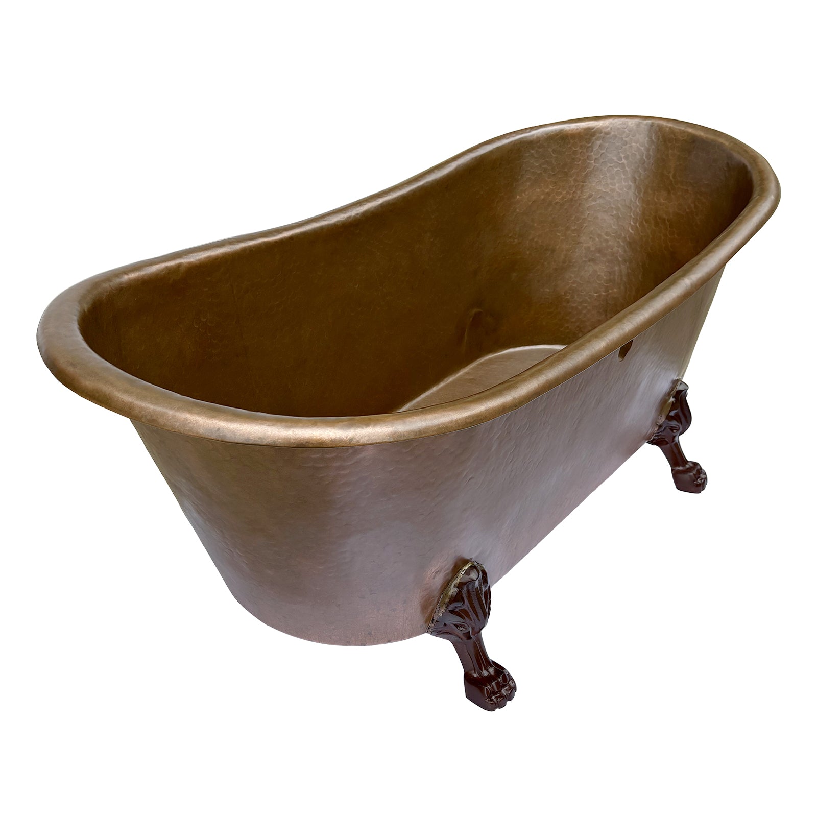Elite Double-Slipper Handcrafted Hammered Copper Freestanding Bathtub with Clawfoot ET-C-F07