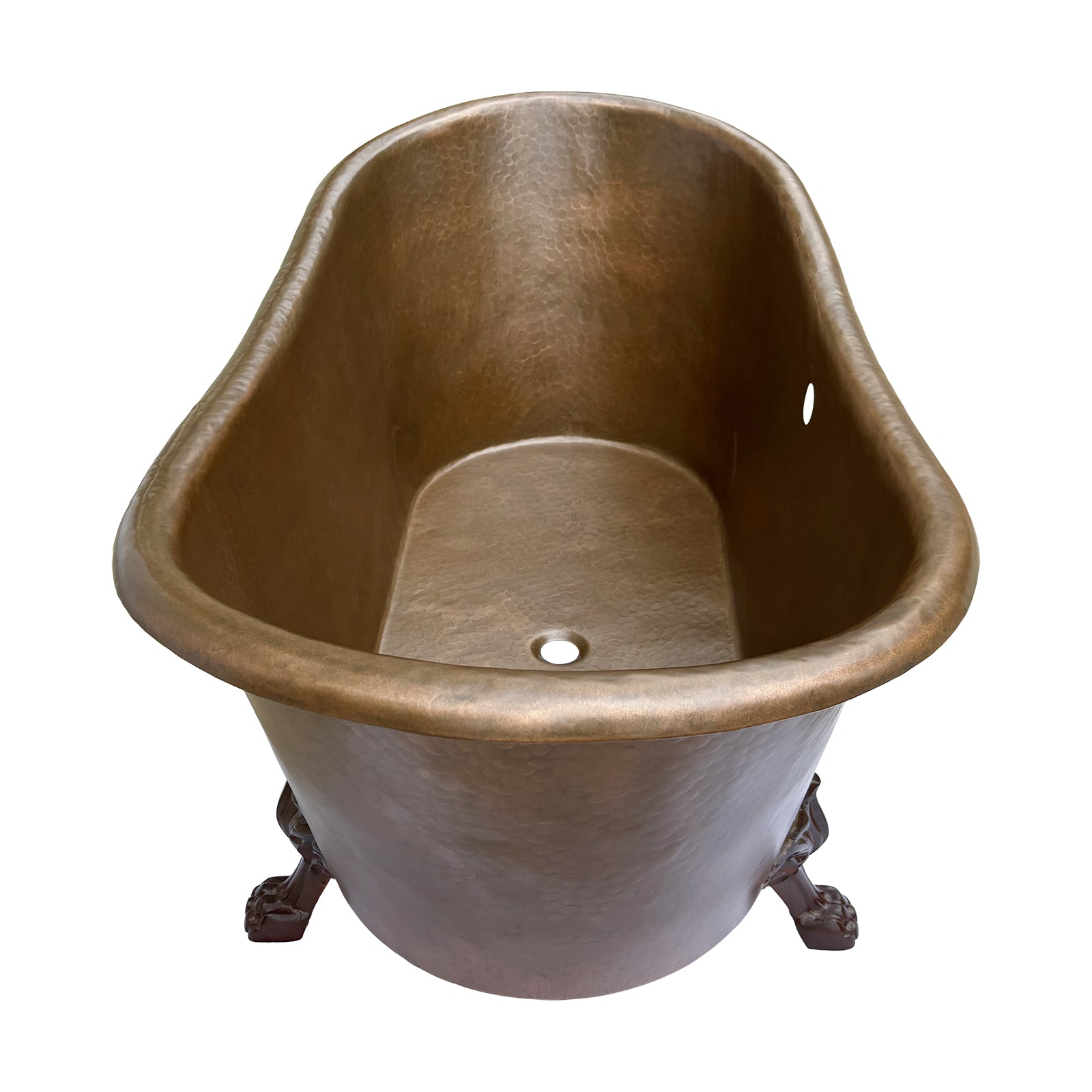 Elite Double-Slipper Handcrafted Hammered Copper Freestanding Bathtub with Clawfoot ET-C-F07