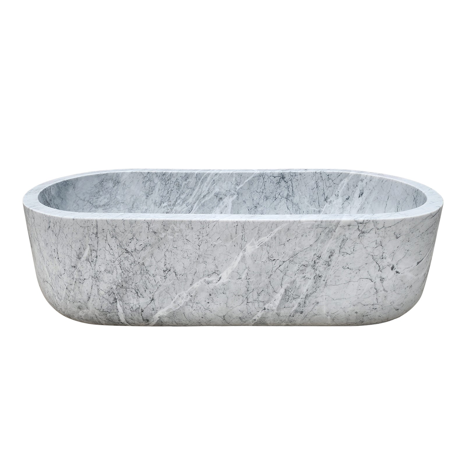 White Grey Vein Arabescato Marble Bathtub at EliteBathtub