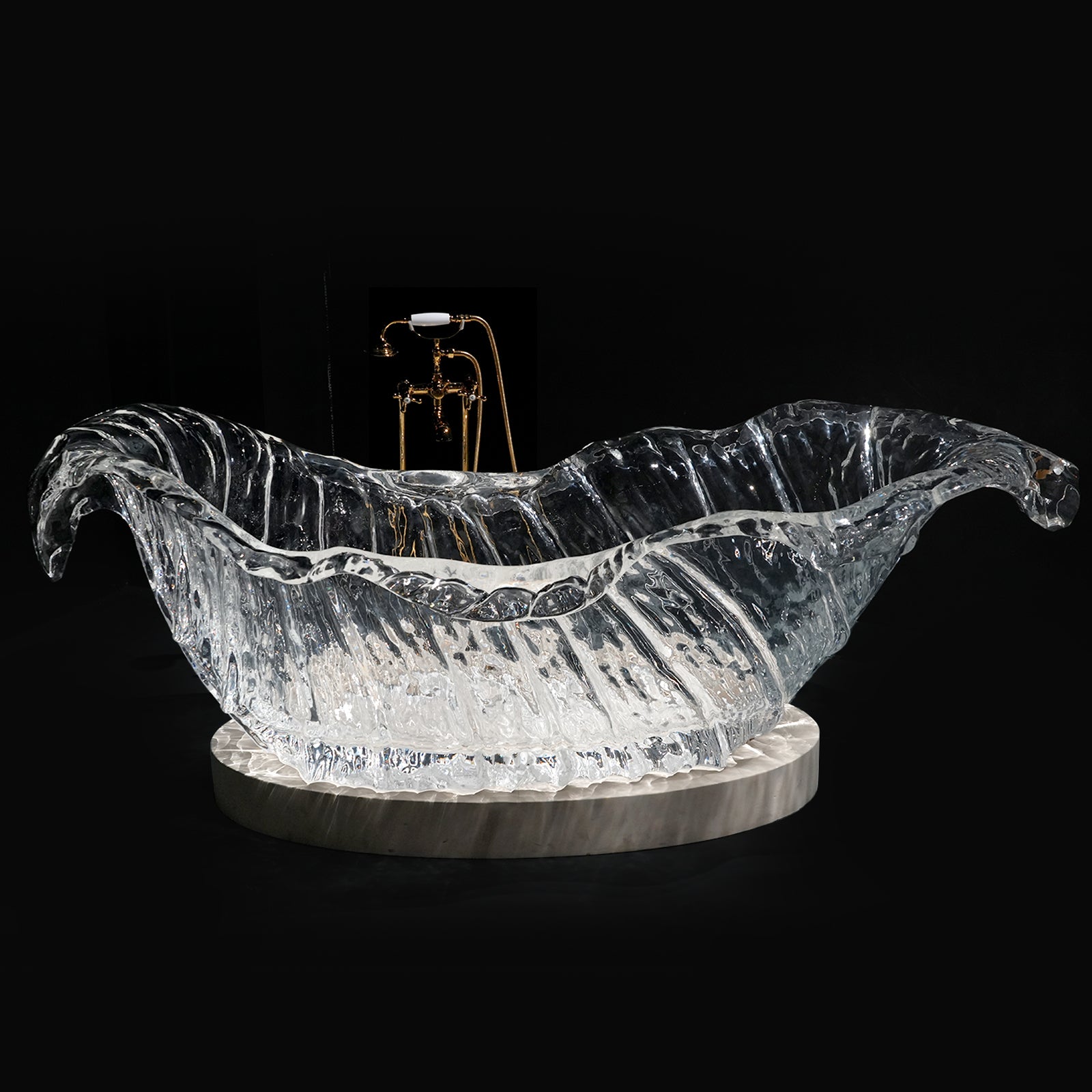 Elite Artistic Modern Transparent Crystal Stand Alone Tub EC-03