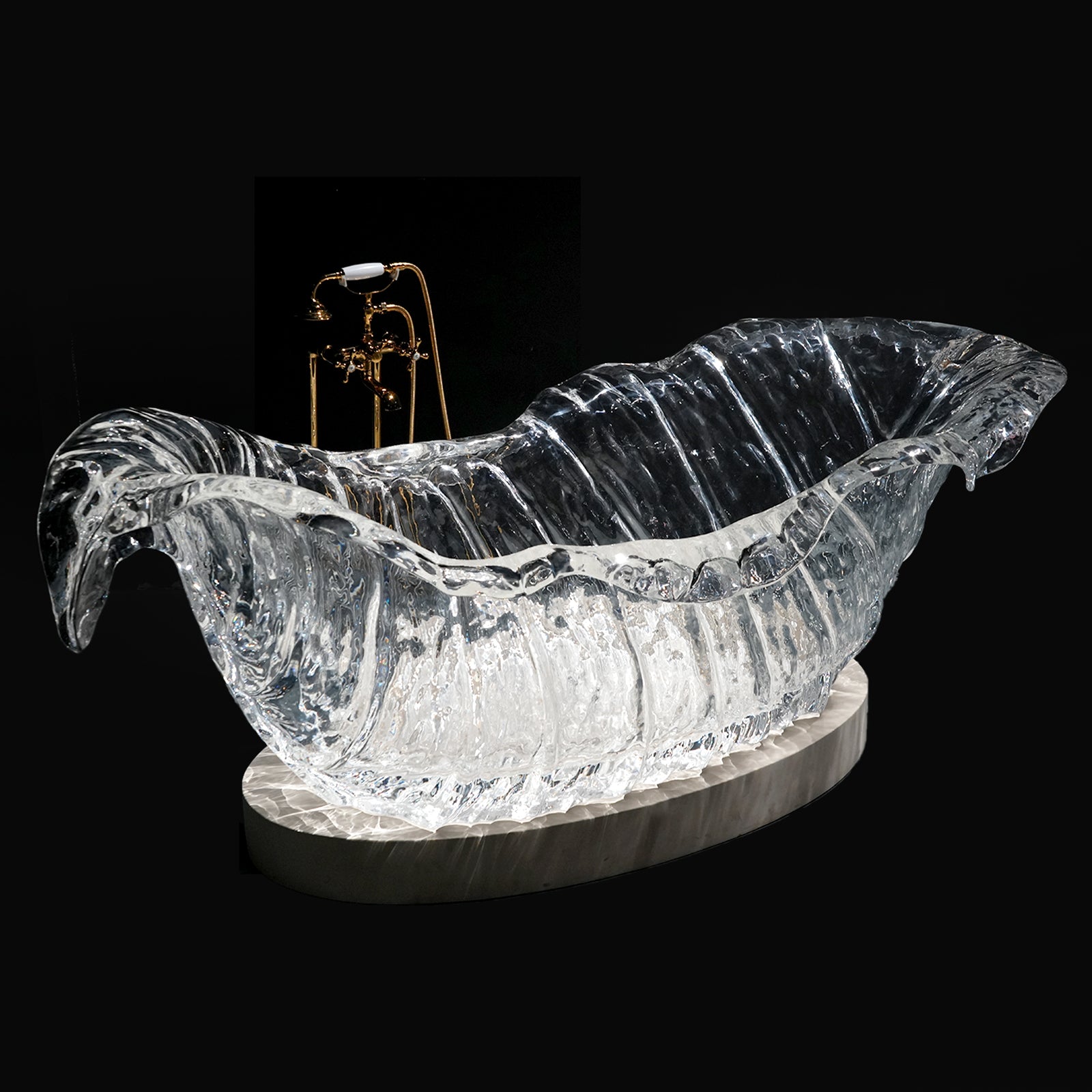Elite Artistic Modern Transparent Crystal Stand Alone Tub EC-03