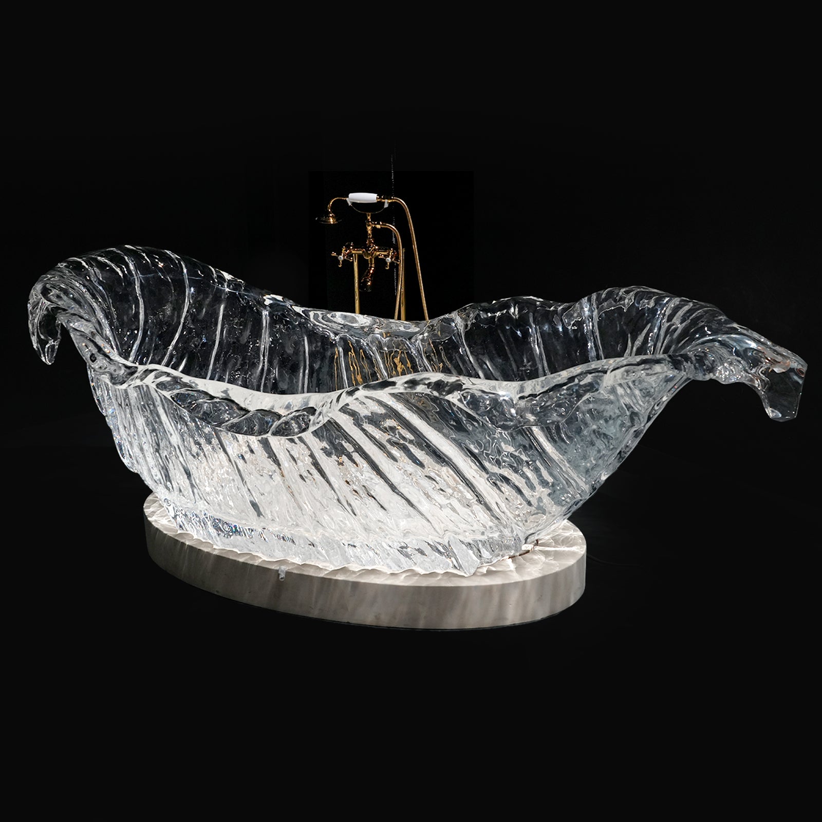 Elite Artistic Modern Transparent Crystal Stand Alone Tub ET-K-03