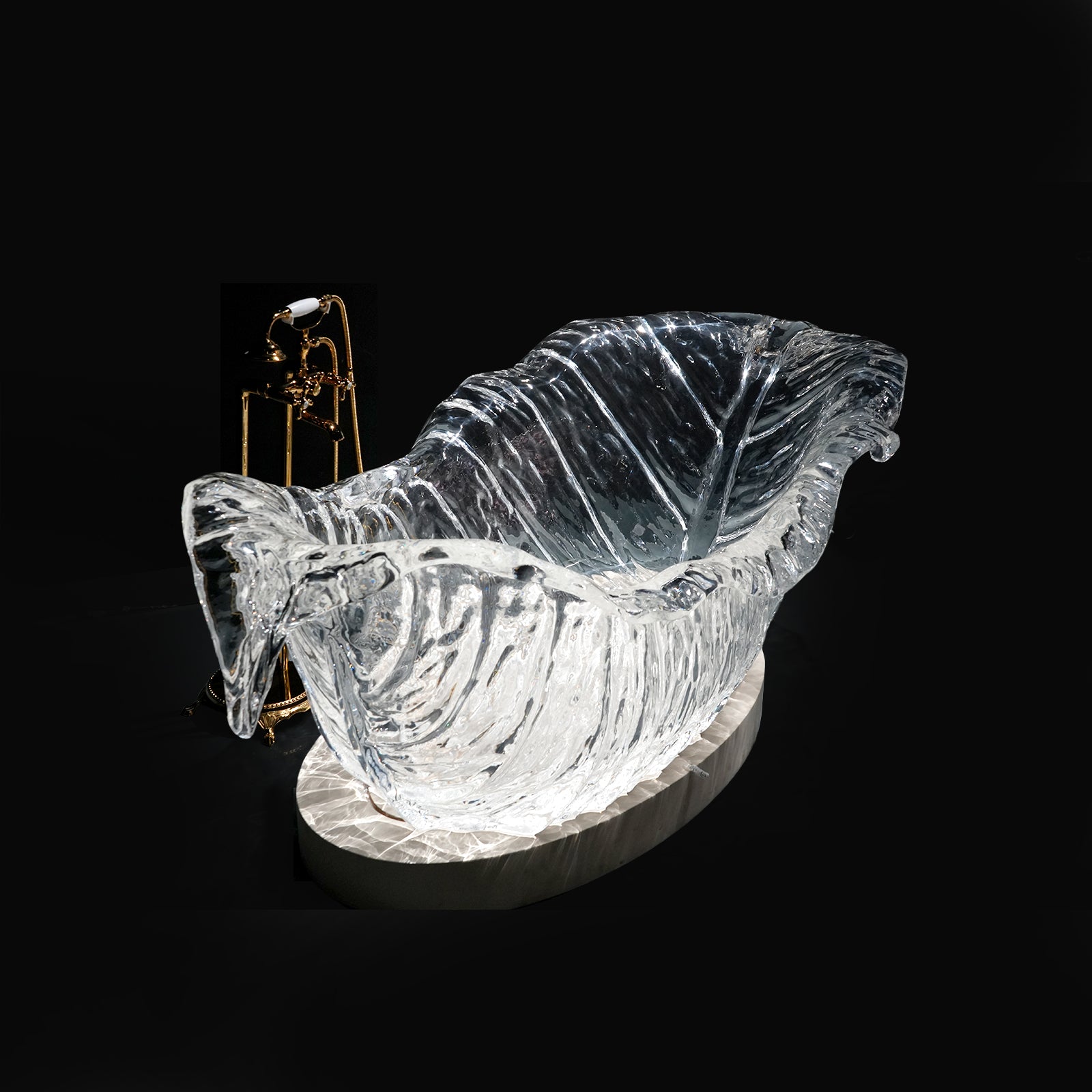 Elite Artistic Modern Transparent Crystal Stand Alone Tub EC-03
