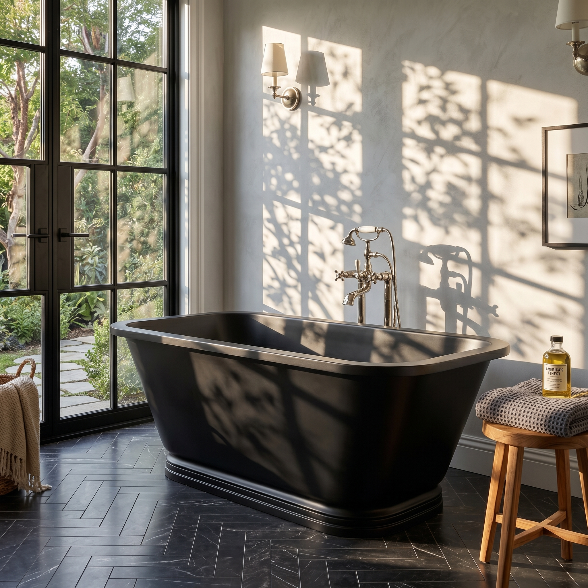 Black Freestanding Copper Bathtub with  Rectangular Shape at EliteBathtub
