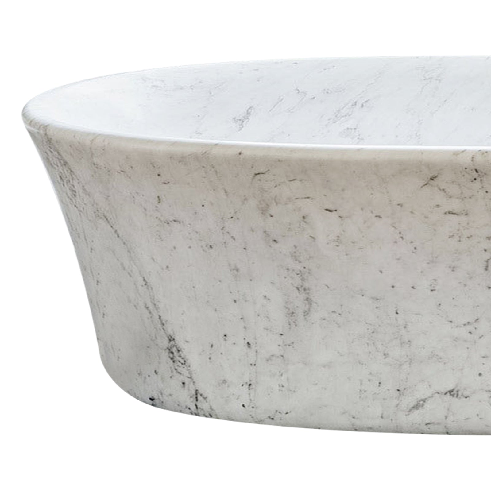 Elite Carrara Marble Bathtub Round Stone Freestanding Tub EM-D01