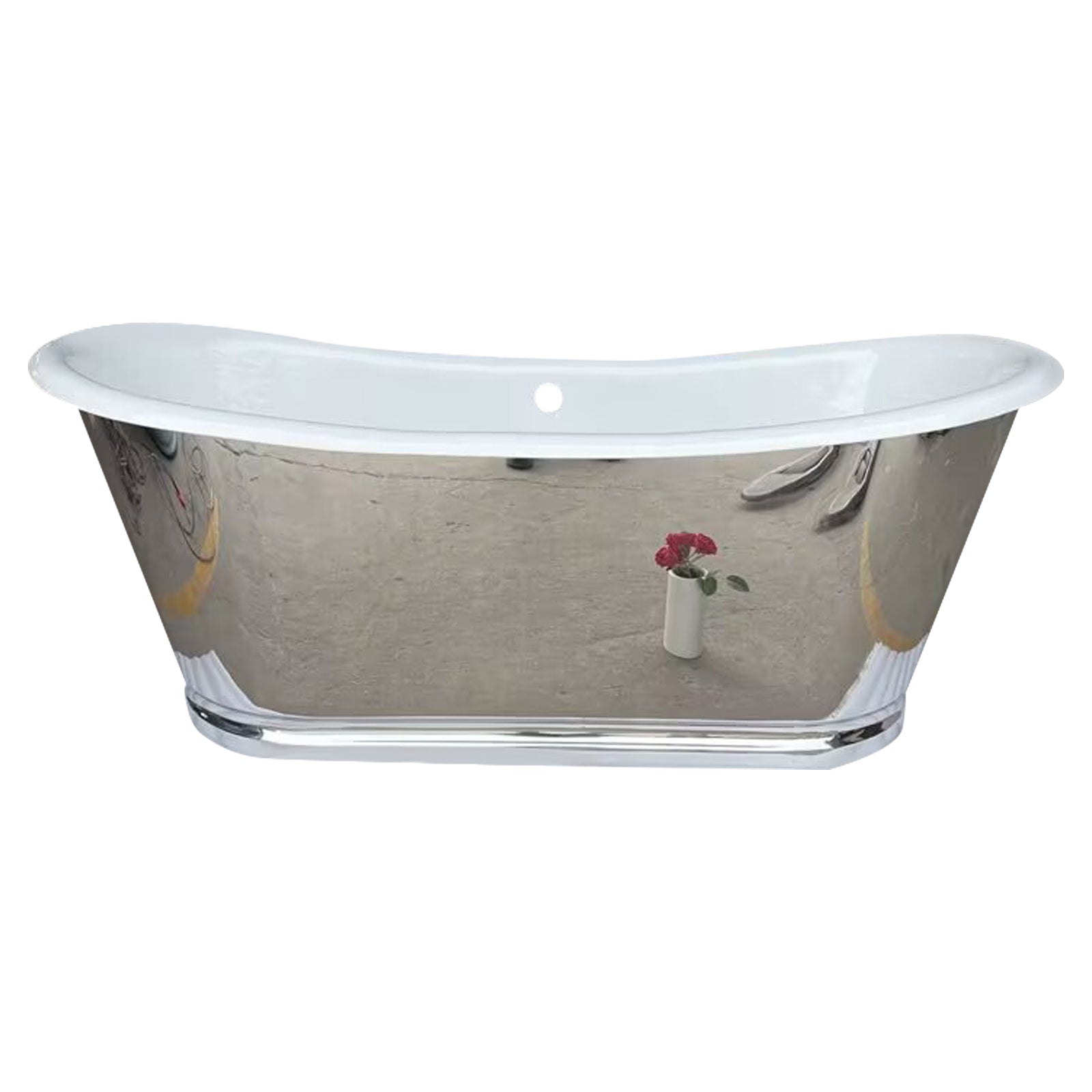 Elite Cast Iron Double Slipper Chrome Stainless Soaking Freestanding Tub EB-DL04