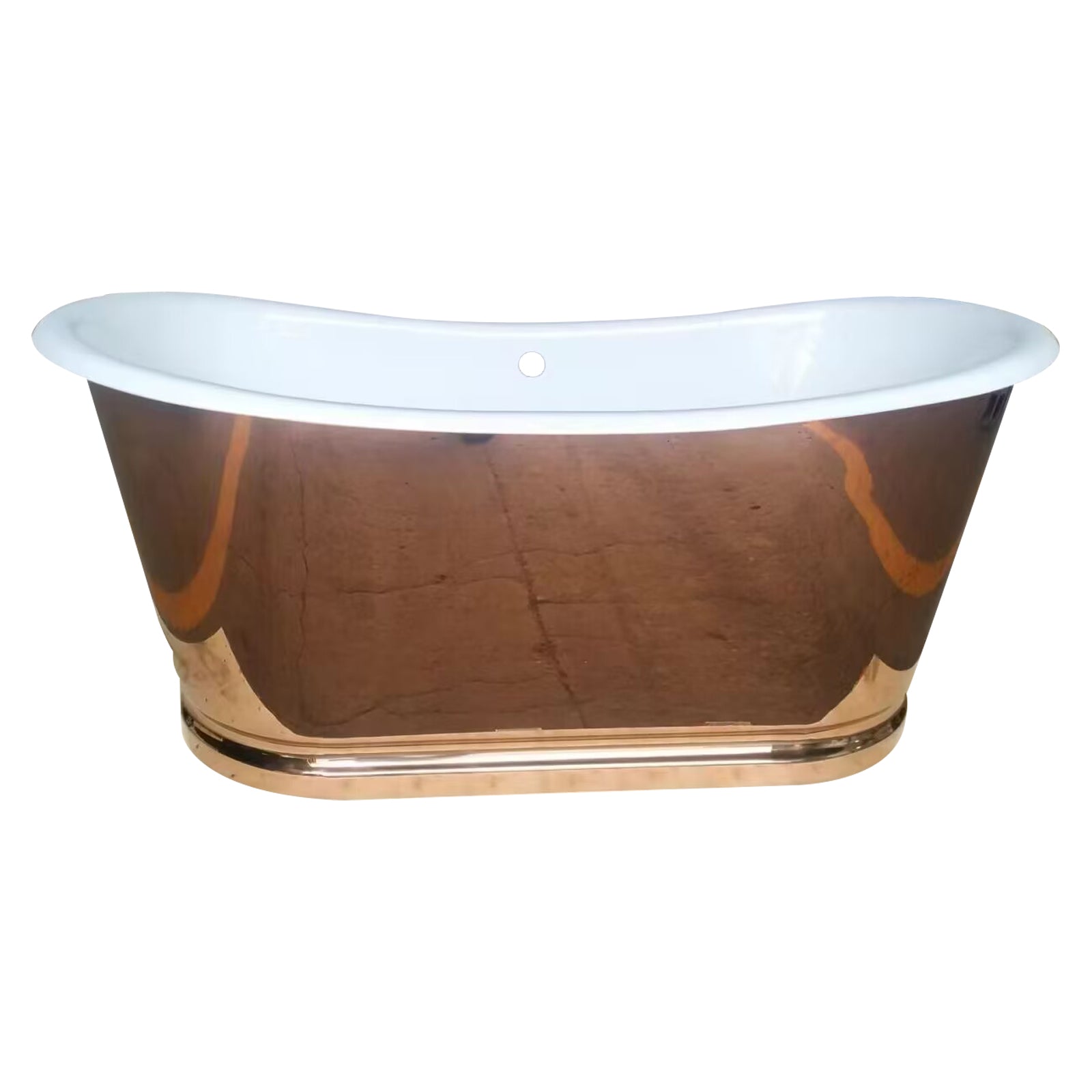 Elite Champagne Gold Cast Iron Double Slipper Stainless Freestanding Soaking Tub EB-DL03