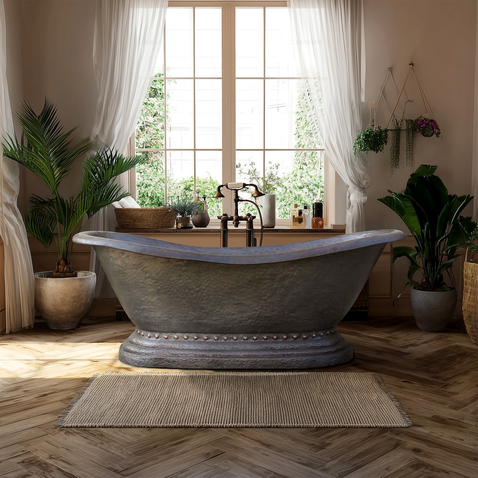 Elitebathtub double-slipper copper bathtub