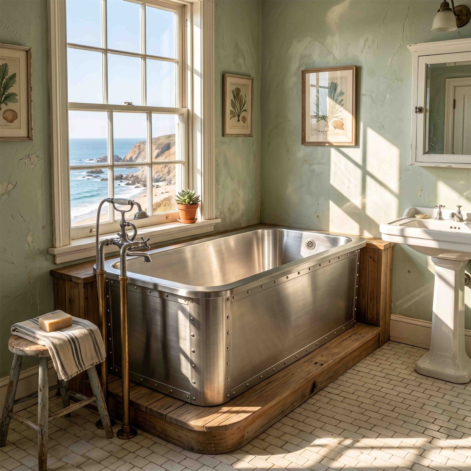 Elite Custom Handcrafted Stainless Steel Soaking Bathtub Rectangular Tub ET-S-R01