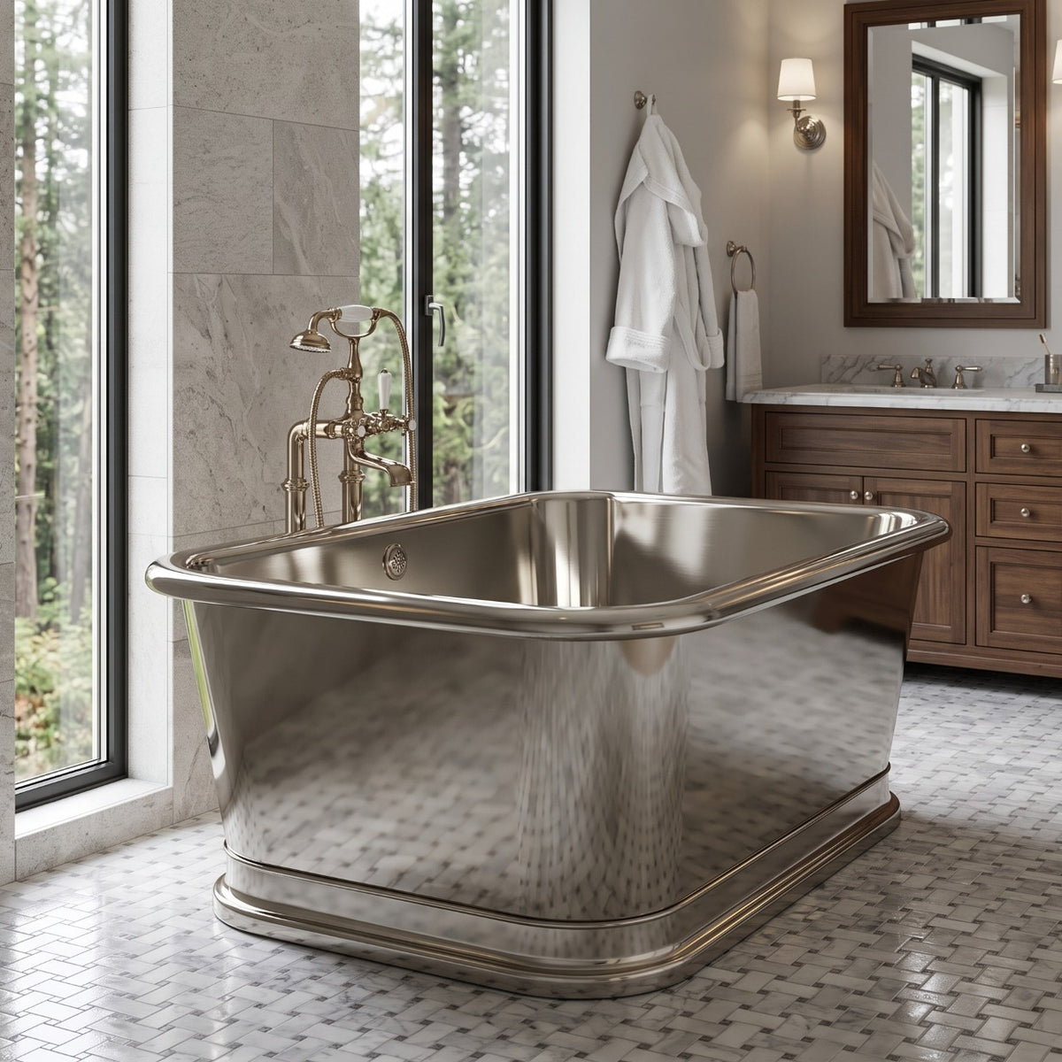 Elite Custom Handcrafted Stainless Steel Soaking Bathtub Rectangular Tub ET-S-R02