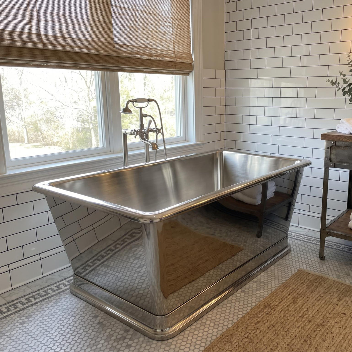 Elite Custom Handcrafted Stainless Steel Soaking Bathtub Rectangular Tub ET-S-R02