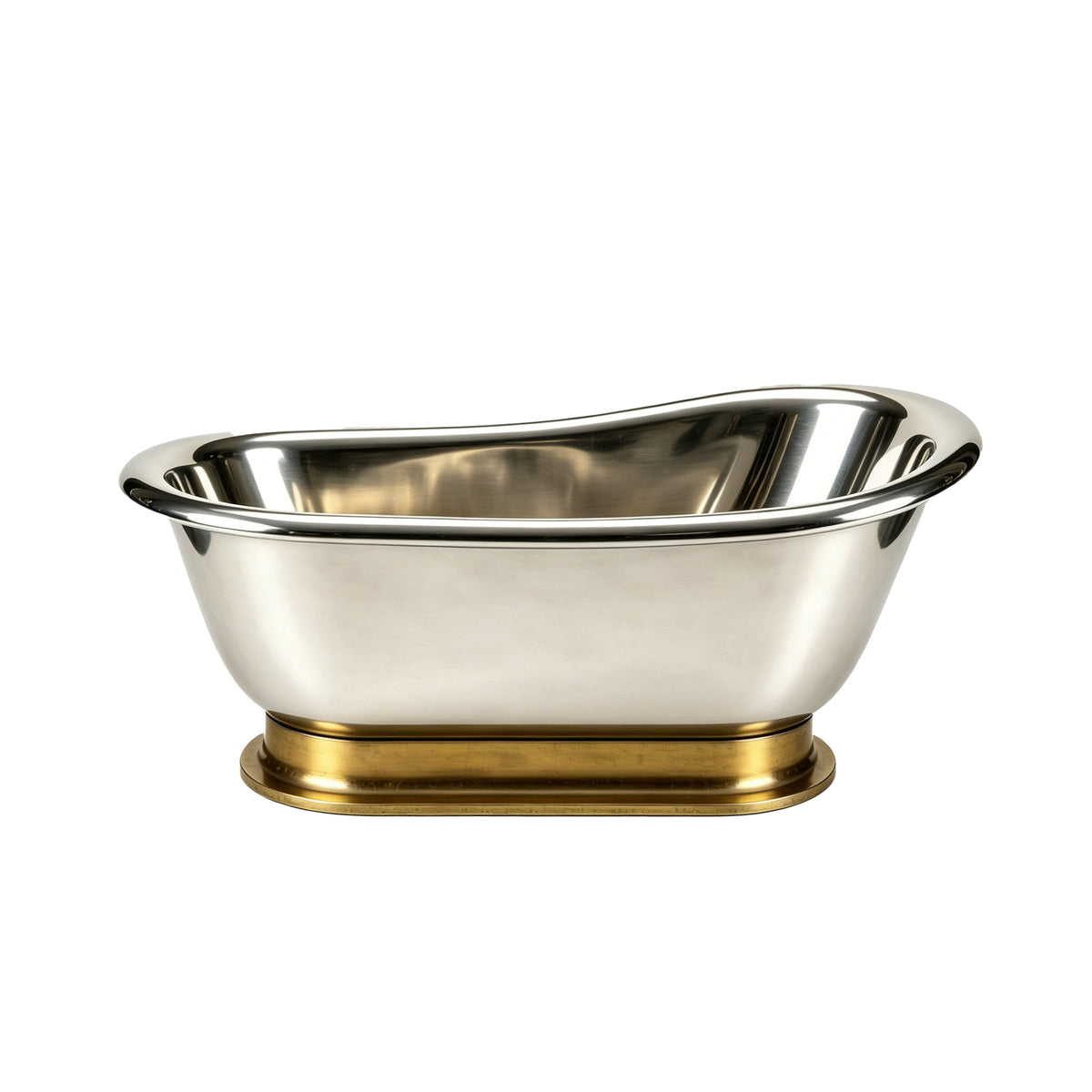 Elite Custom Single-Slipper Stainless Steel Freestanding Bathtub with Gold Brass Base ET-S-SS01
