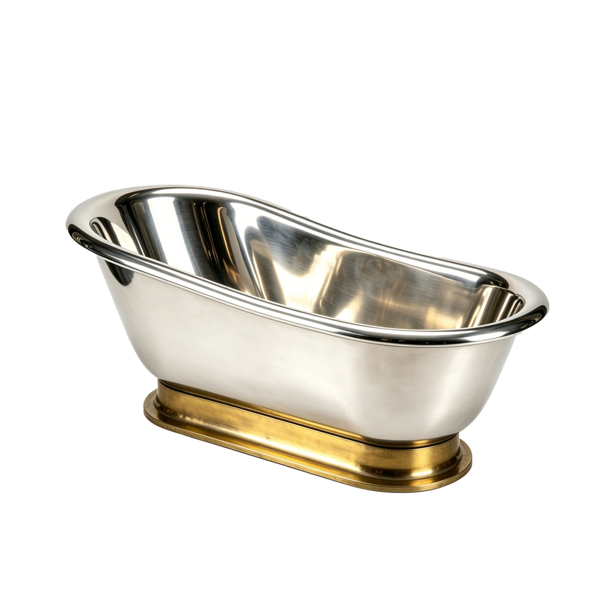 Elite Custom Single-Slipper Stainless Steel Freestanding Bathtub with Gold Brass Base ET-S-SS01