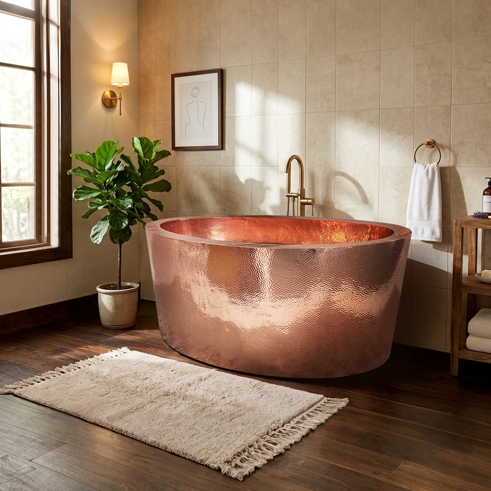 copper double-wall bathtub freestanding tub