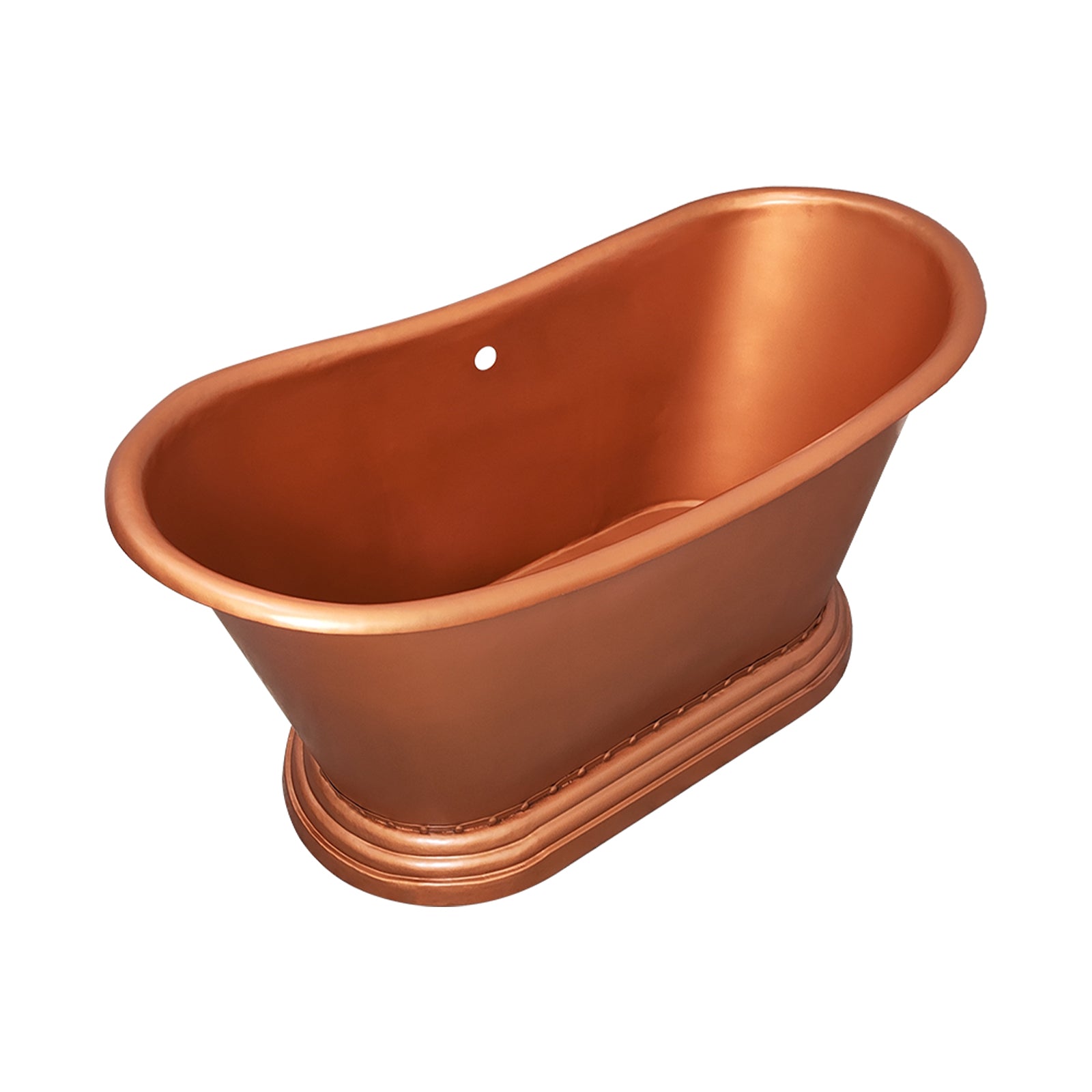 Handcrafted antique copper soaking tub in modern bathroom

