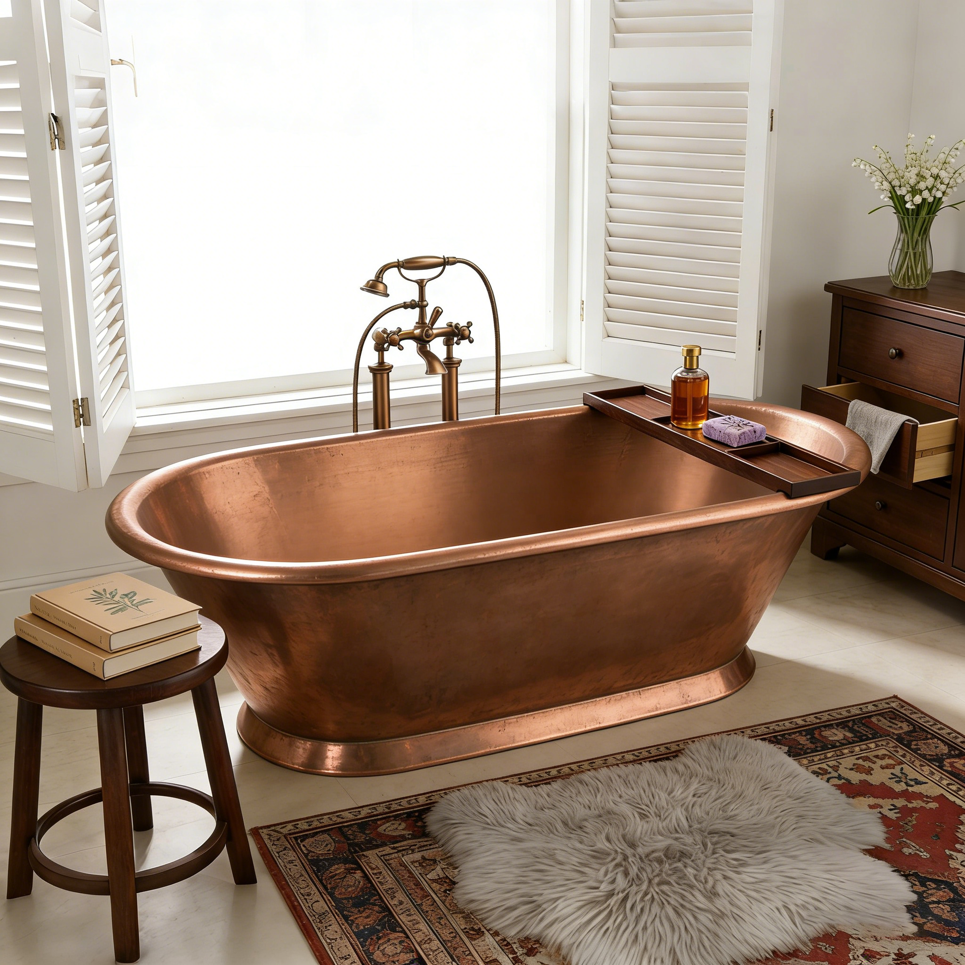 Elite Double-Ended Vintage Copper Freestanding Bathtub ECP-22