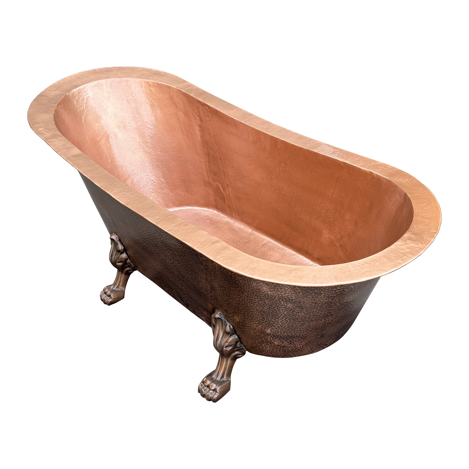 medium copper bathtub with hand-hammered texture